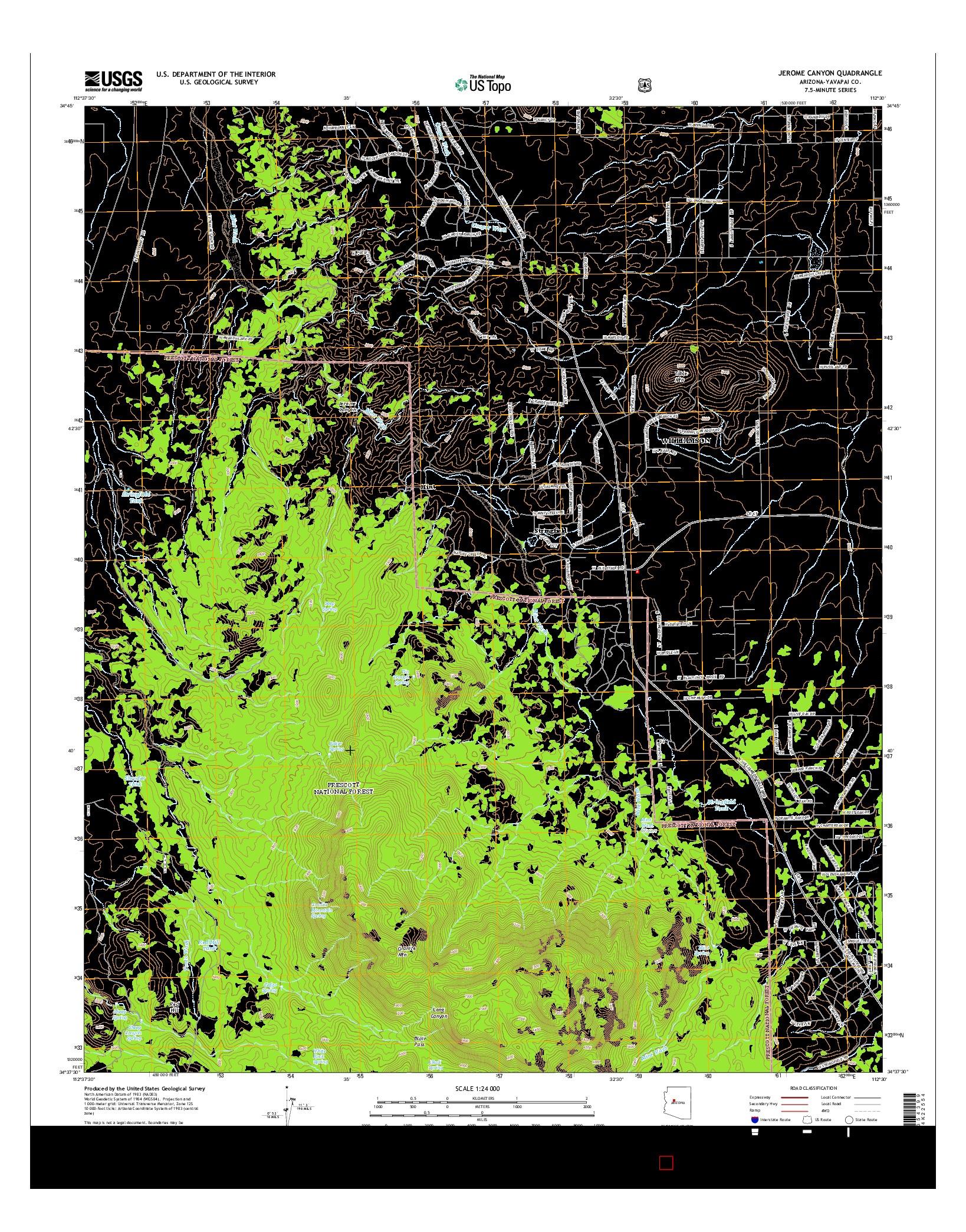 USGS US TOPO 7.5-MINUTE MAP FOR JEROME CANYON, AZ 2014
