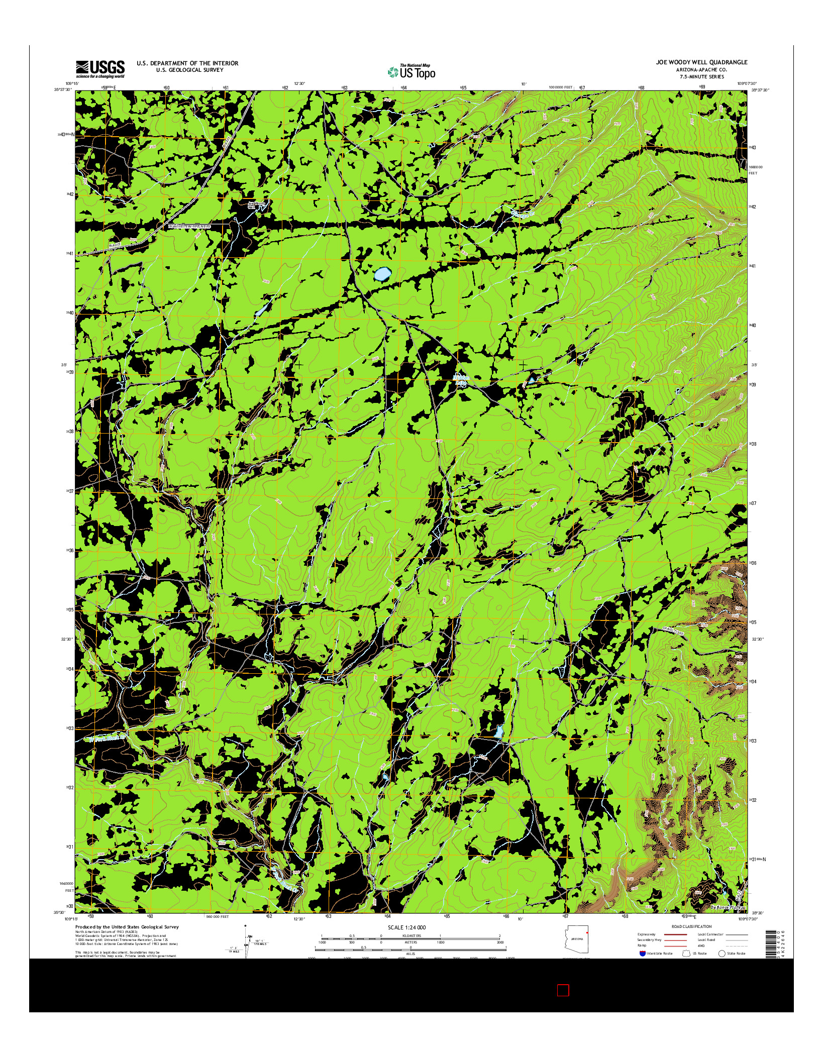 USGS US TOPO 7.5-MINUTE MAP FOR JOE WOODY WELL, AZ 2014