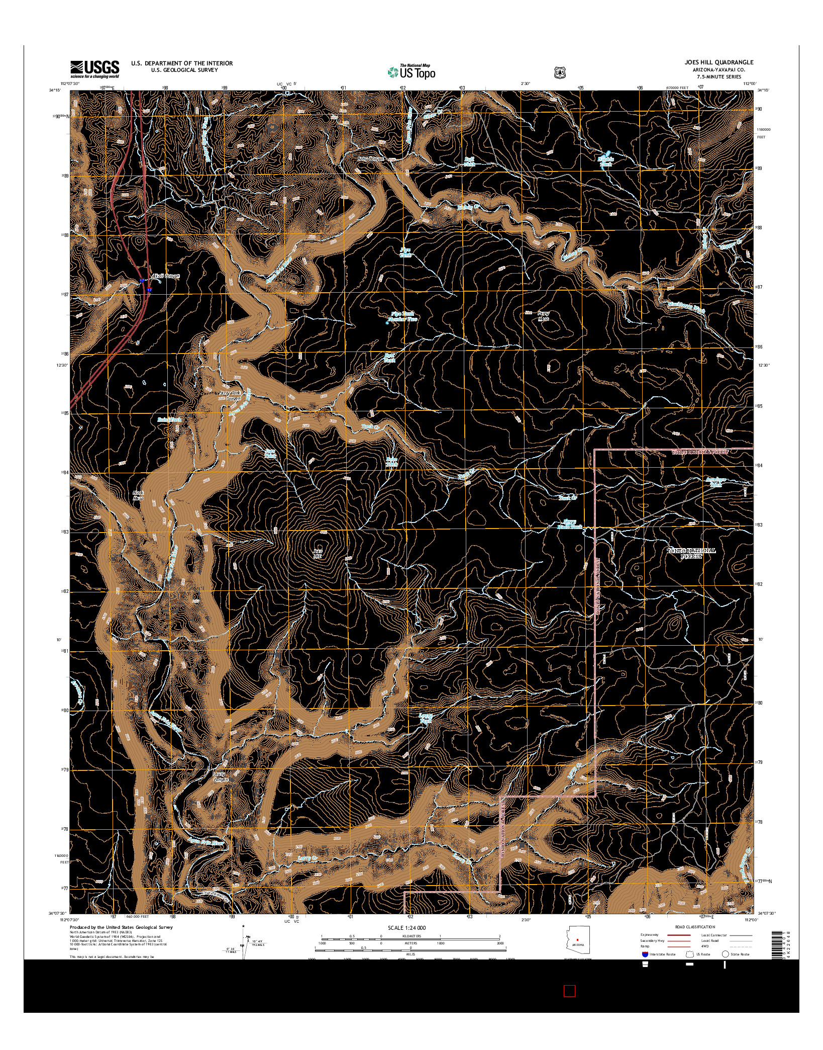 USGS US TOPO 7.5-MINUTE MAP FOR JOES HILL, AZ 2014