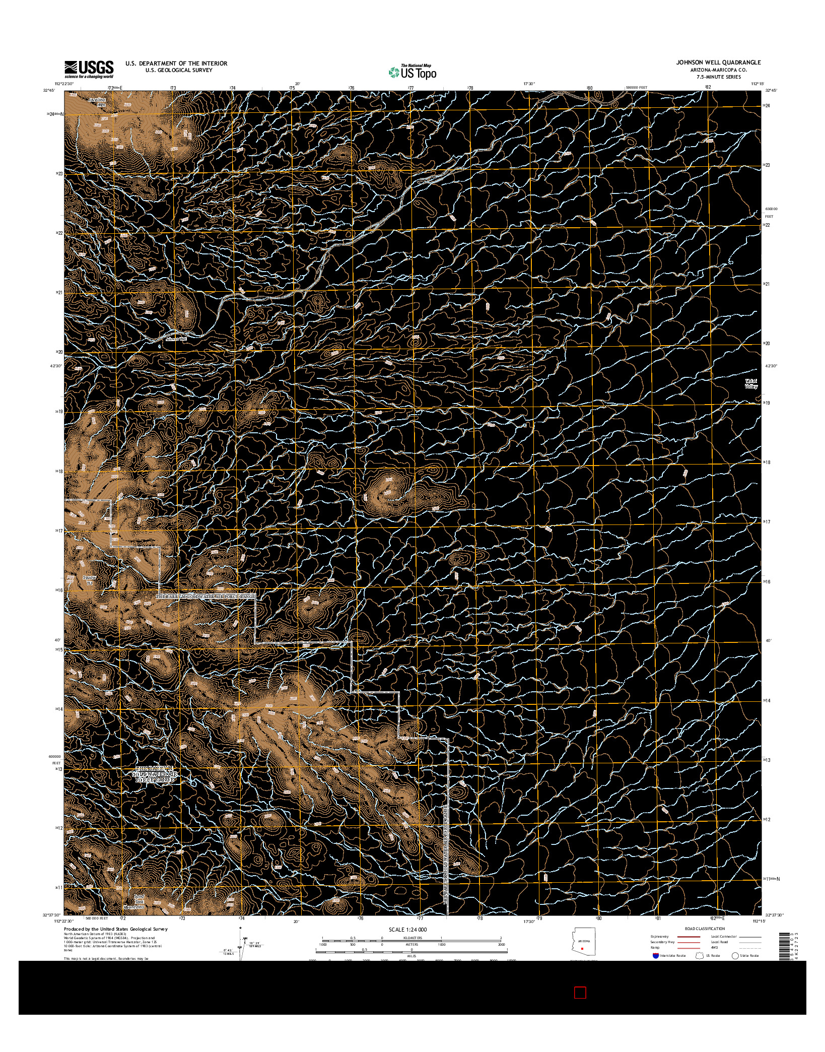 USGS US TOPO 7.5-MINUTE MAP FOR JOHNSON WELL, AZ 2014