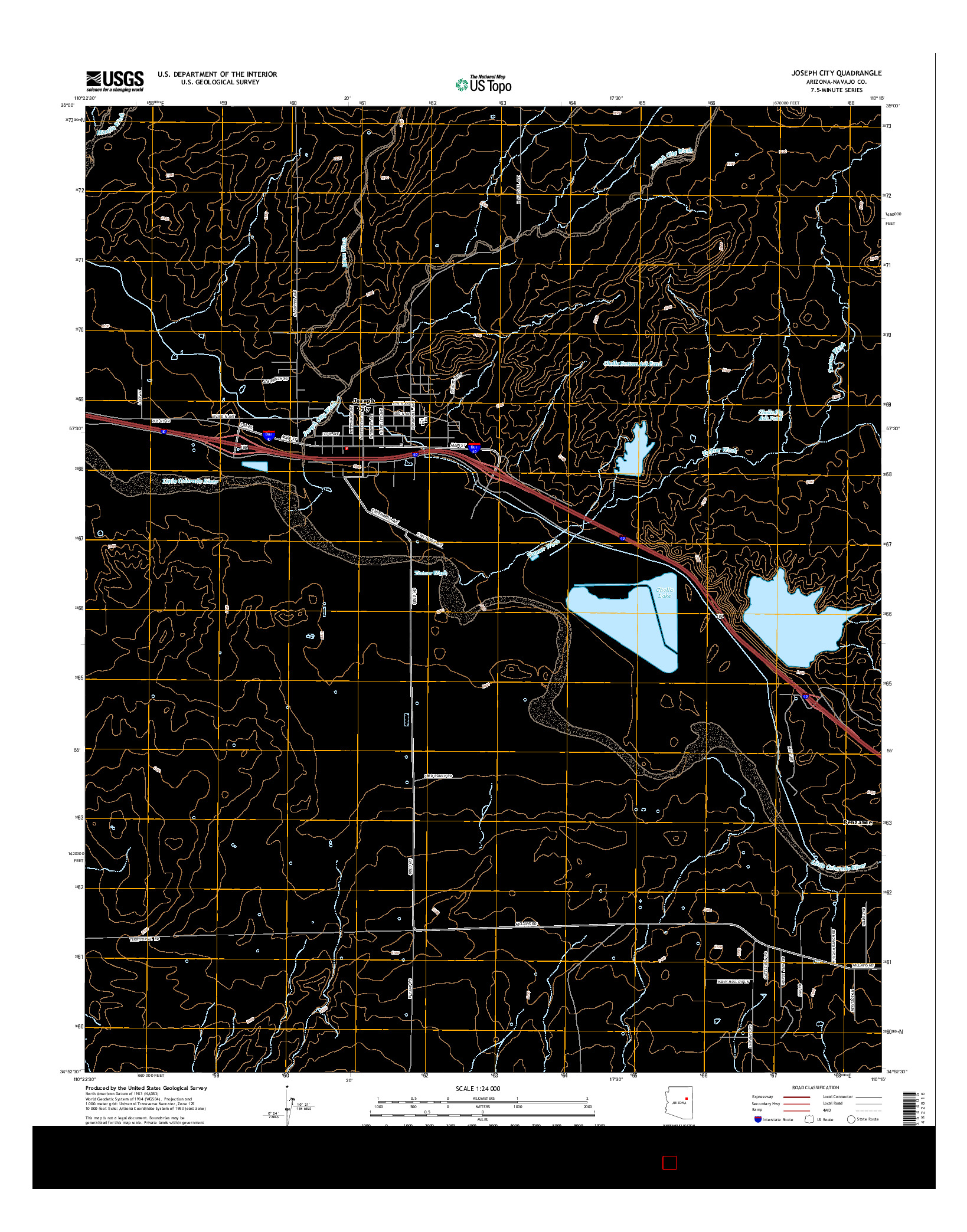 USGS US TOPO 7.5-MINUTE MAP FOR JOSEPH CITY, AZ 2014