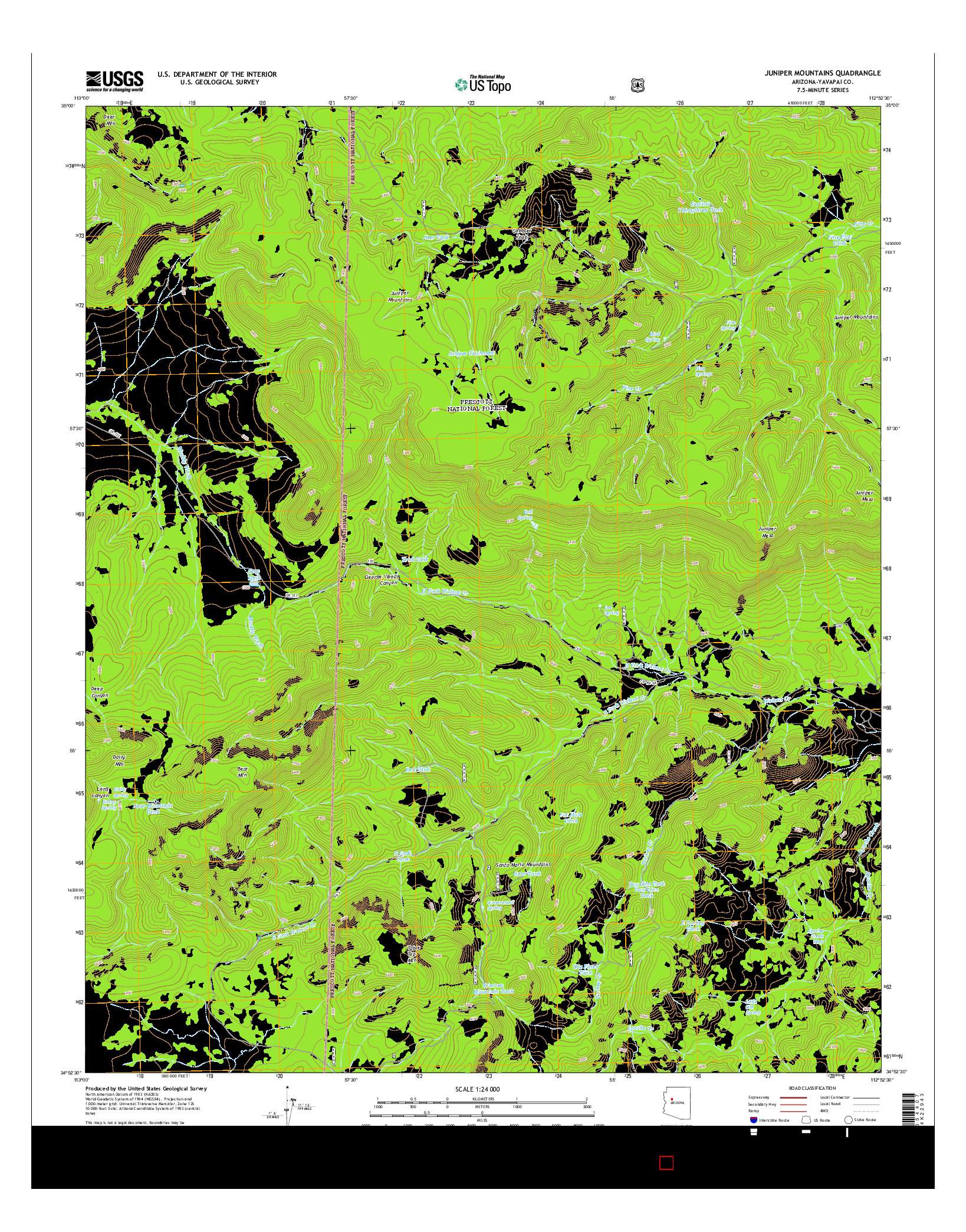 USGS US TOPO 7.5-MINUTE MAP FOR JUNIPER MOUNTAINS, AZ 2014