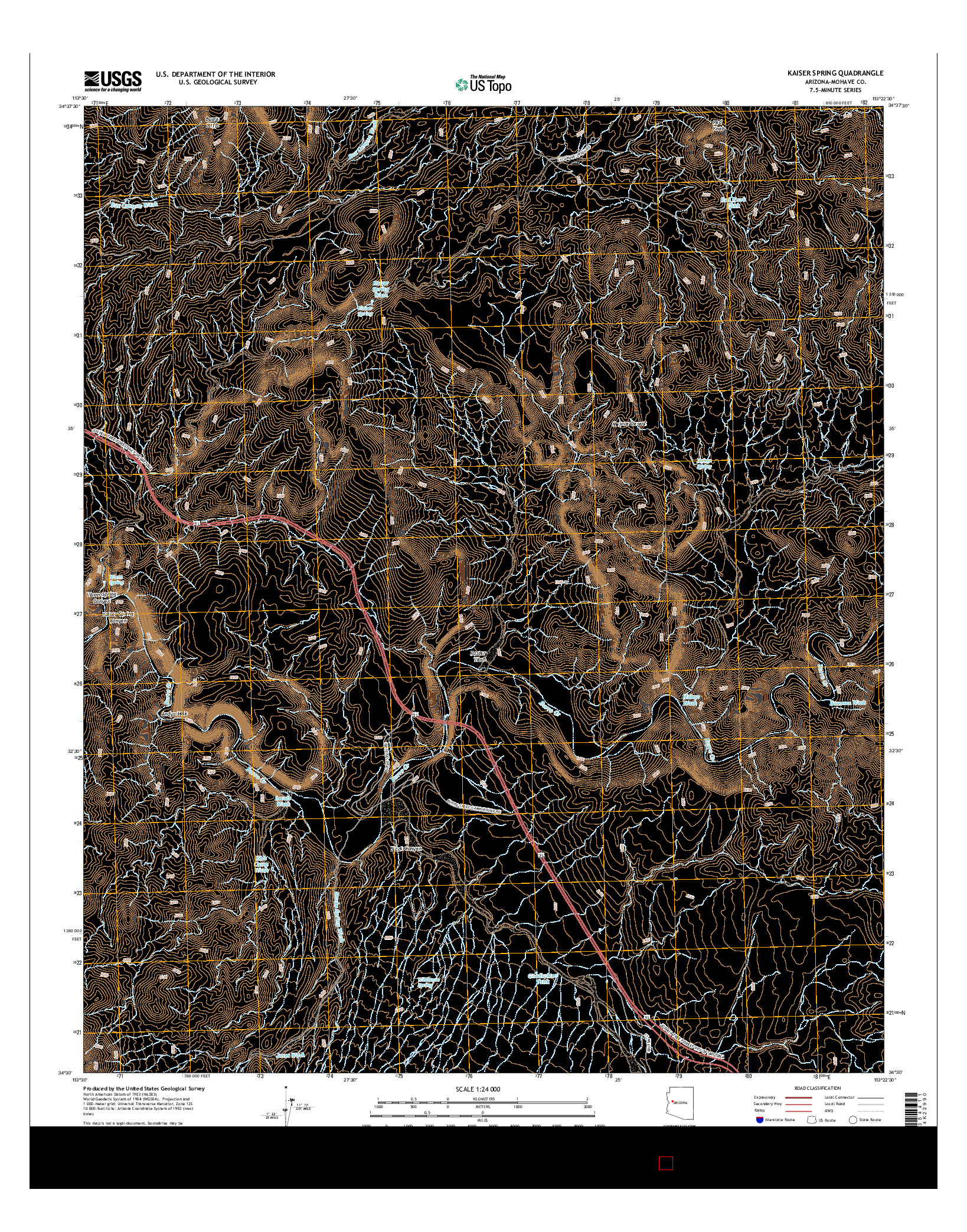USGS US TOPO 7.5-MINUTE MAP FOR KAISER SPRING, AZ 2014