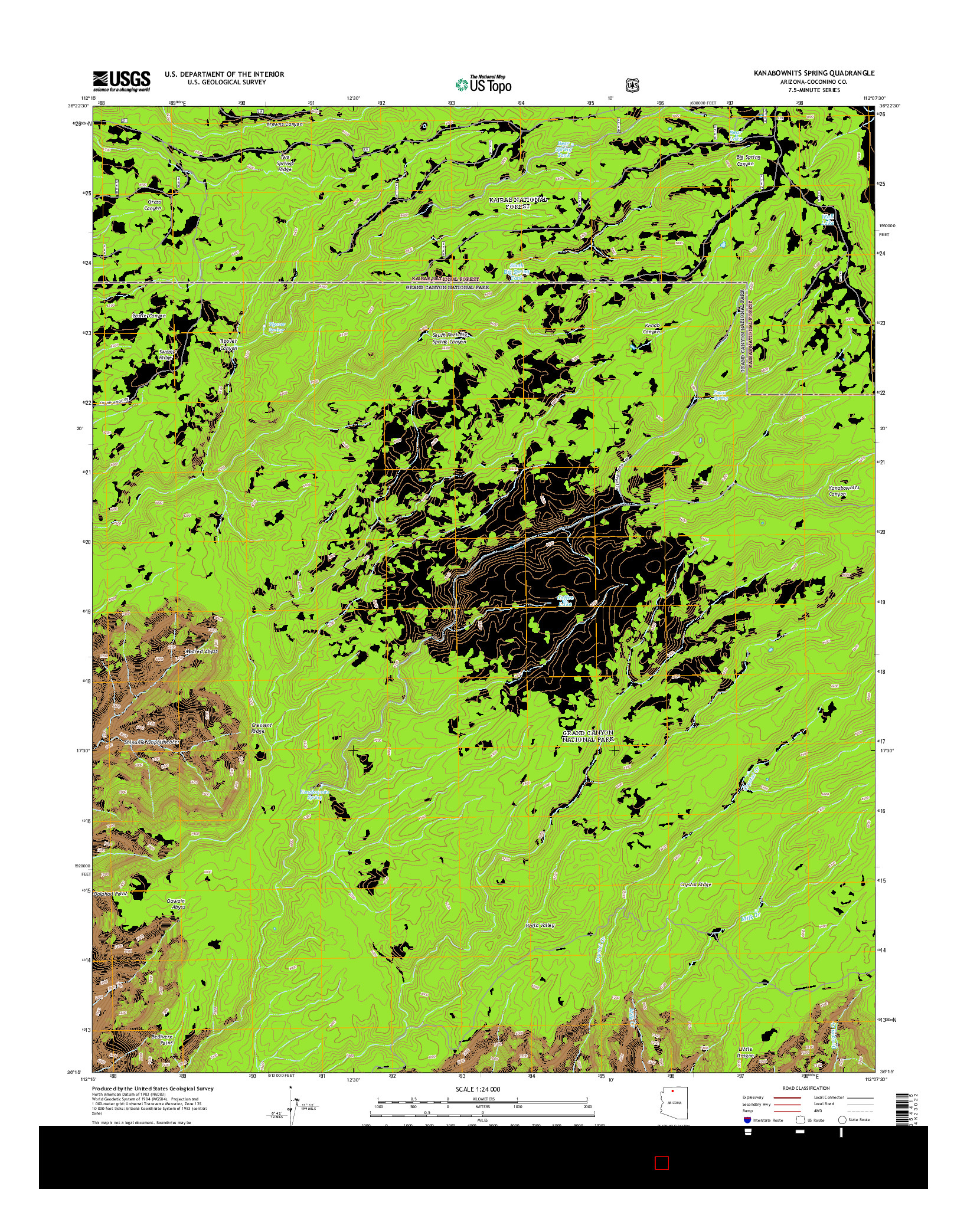 USGS US TOPO 7.5-MINUTE MAP FOR KANABOWNITS SPRING, AZ 2014