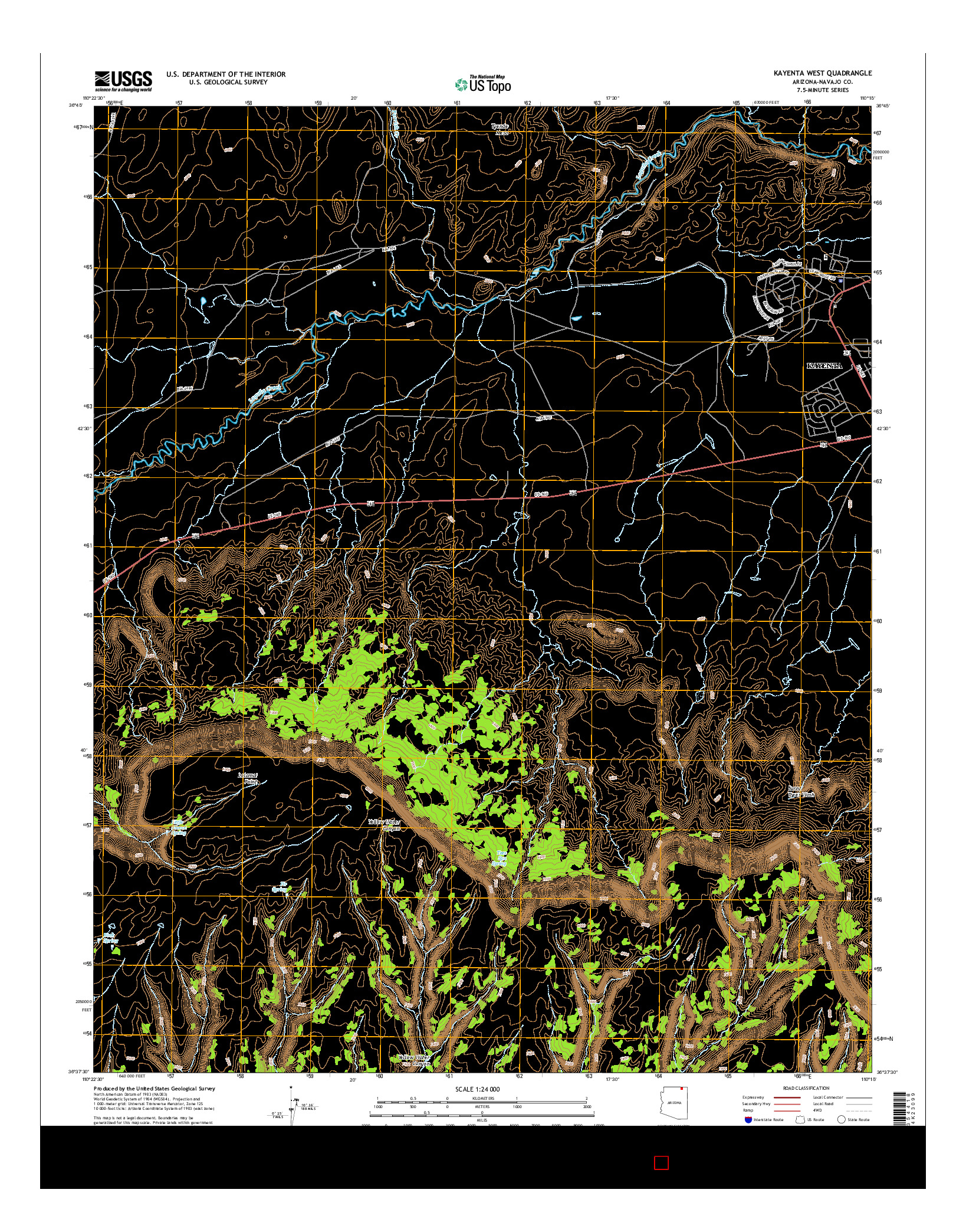 USGS US TOPO 7.5-MINUTE MAP FOR KAYENTA WEST, AZ 2014