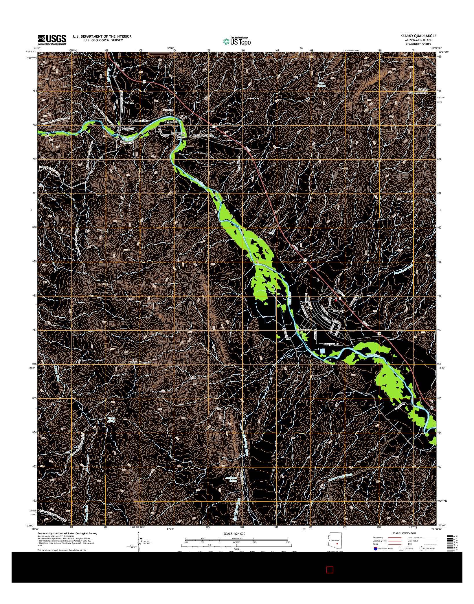 USGS US TOPO 7.5-MINUTE MAP FOR KEARNY, AZ 2014