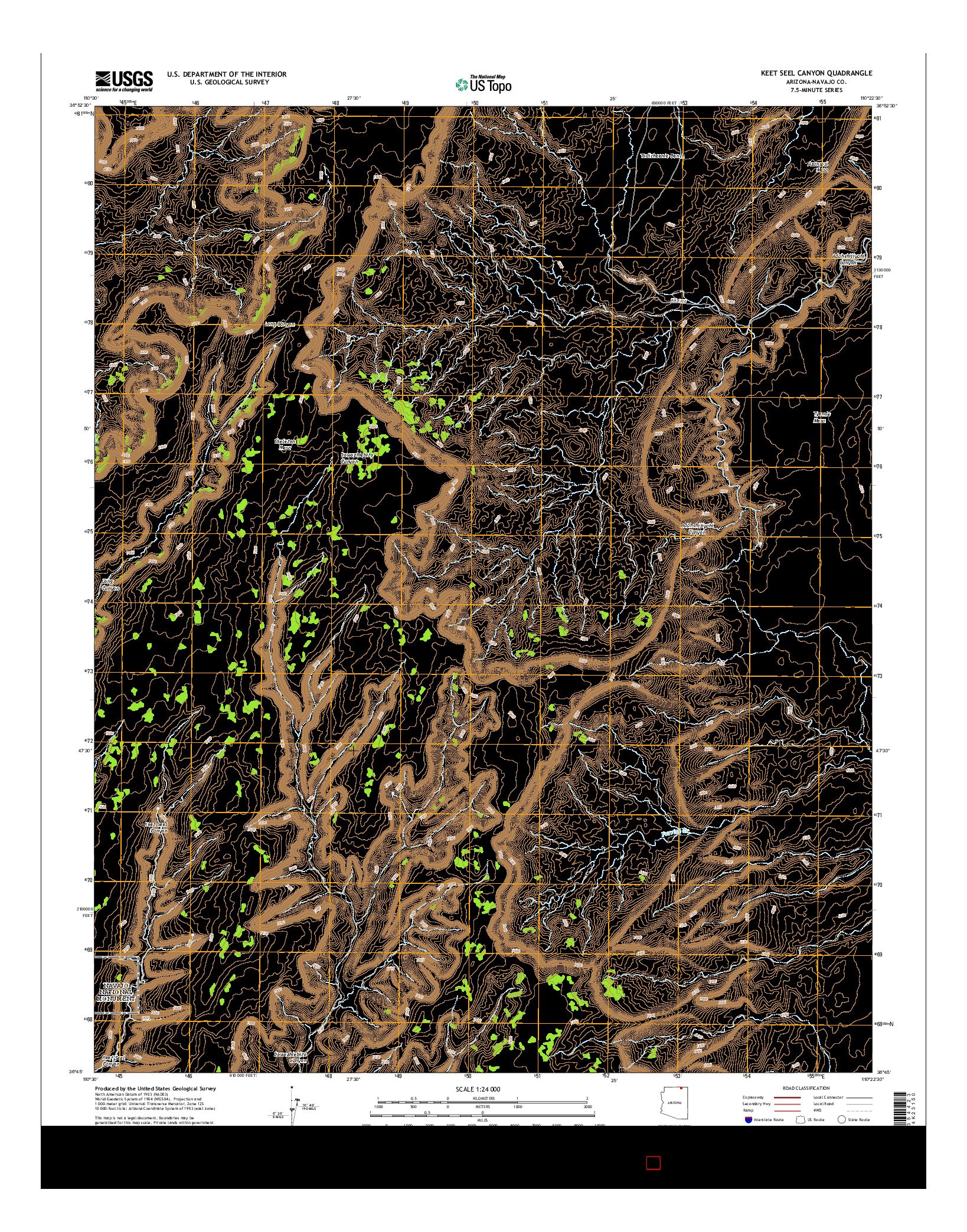 USGS US TOPO 7.5-MINUTE MAP FOR KEET SEEL CANYON, AZ 2014