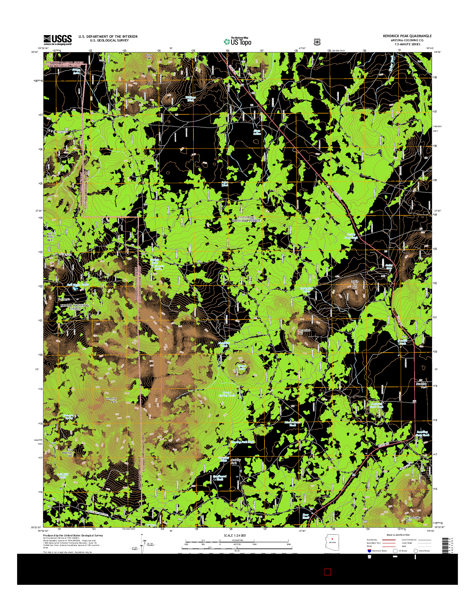 USGS US TOPO 7.5-MINUTE MAP FOR KENDRICK PEAK, AZ 2014