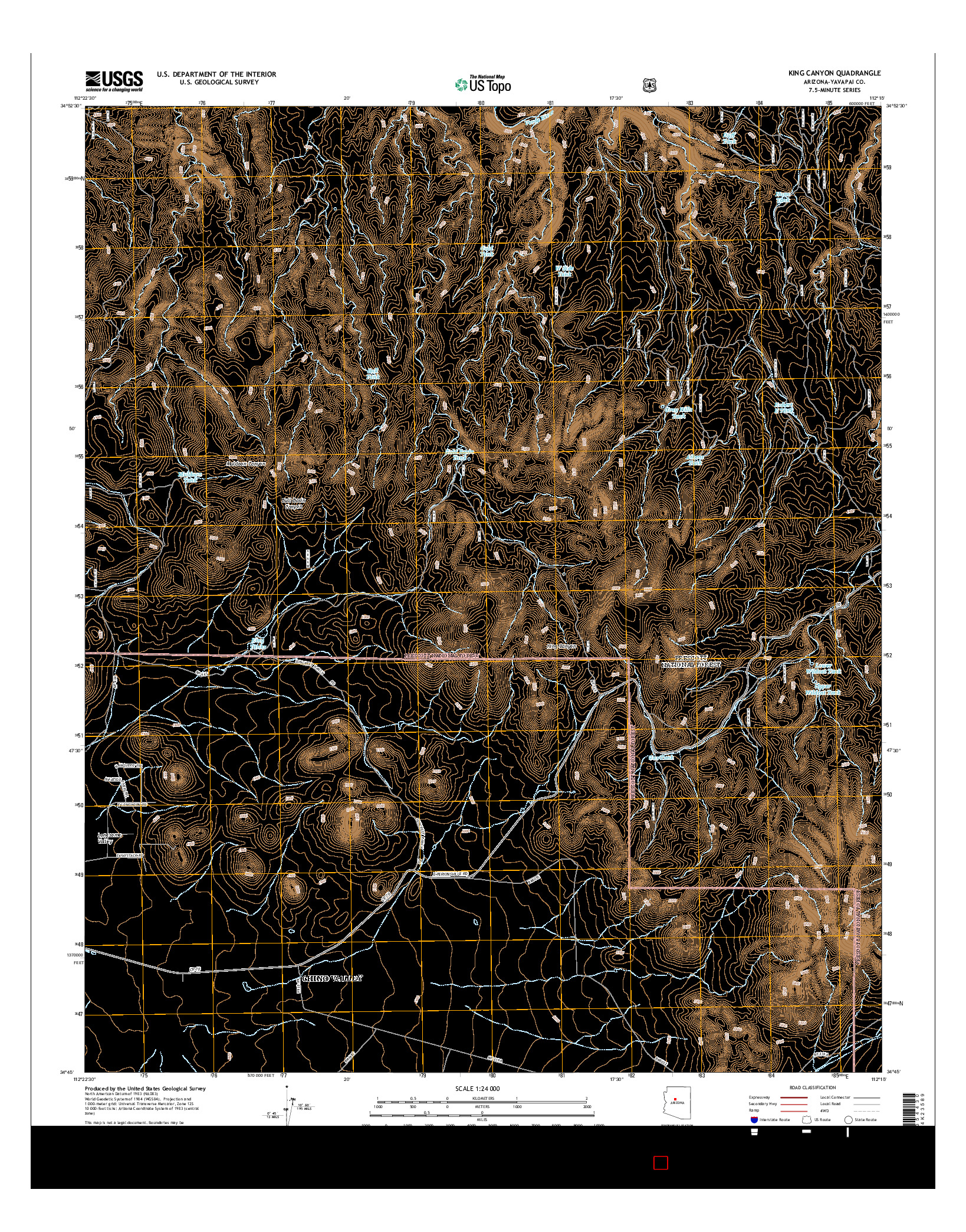 USGS US TOPO 7.5-MINUTE MAP FOR KING CANYON, AZ 2014