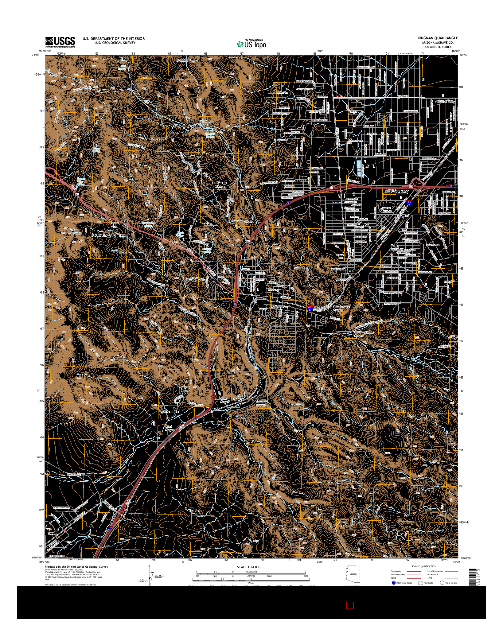 USGS US TOPO 7.5-MINUTE MAP FOR KINGMAN, AZ 2014