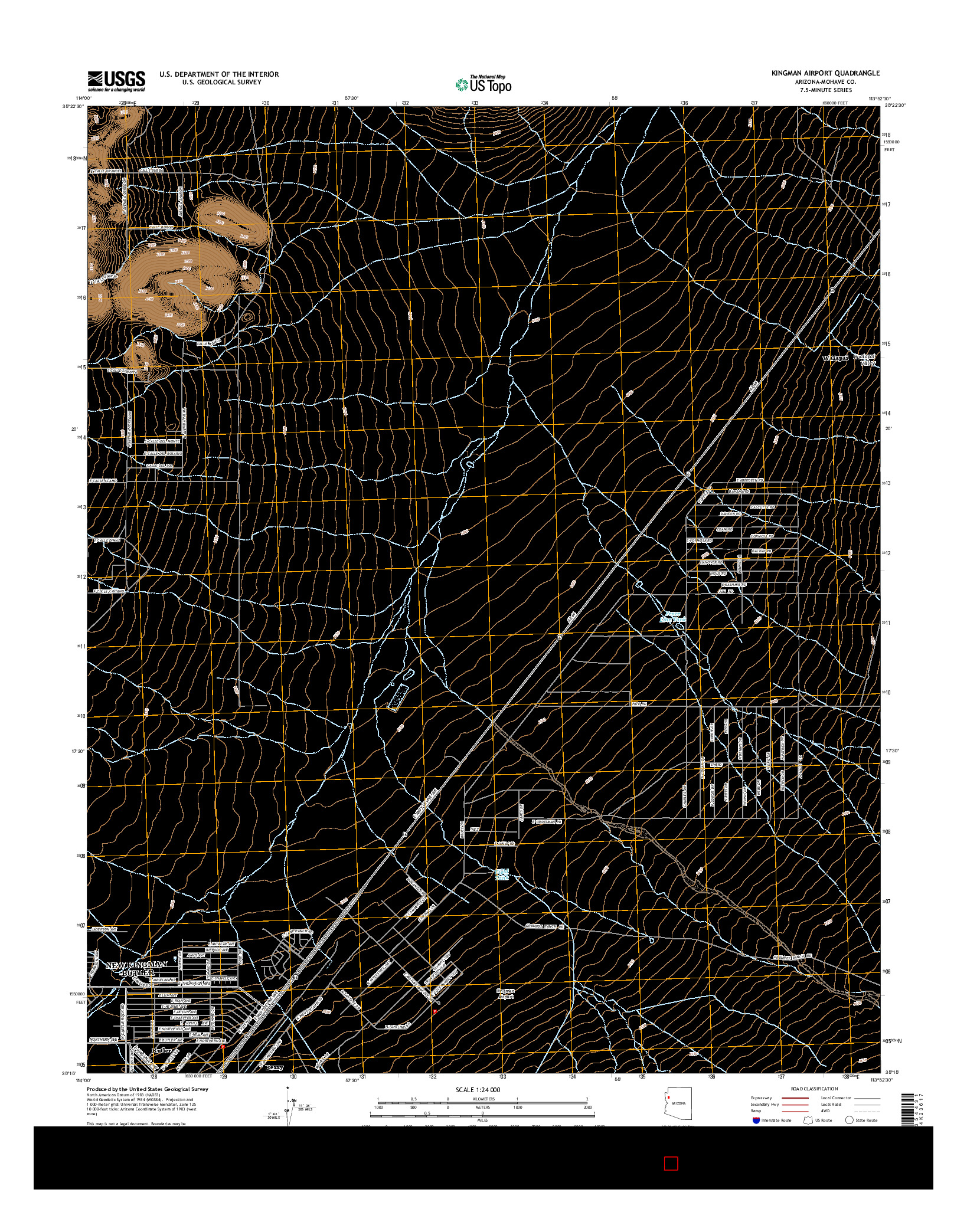 USGS US TOPO 7.5-MINUTE MAP FOR KINGMAN AIRPORT, AZ 2014