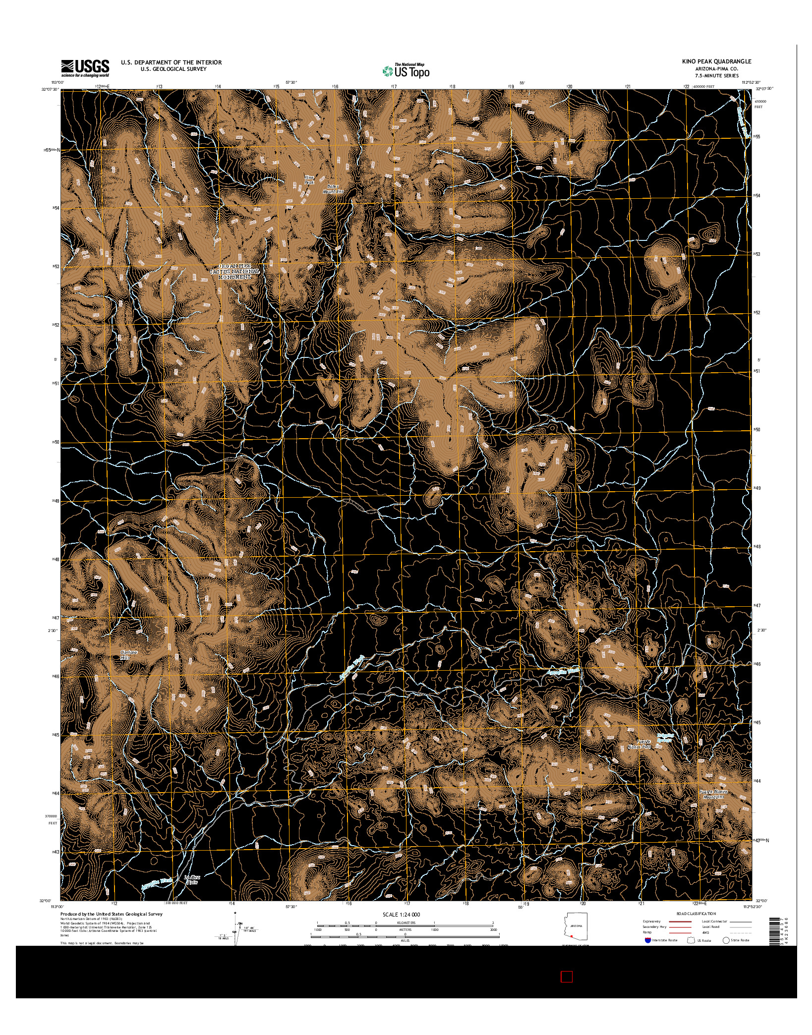 USGS US TOPO 7.5-MINUTE MAP FOR KINO PEAK, AZ 2014