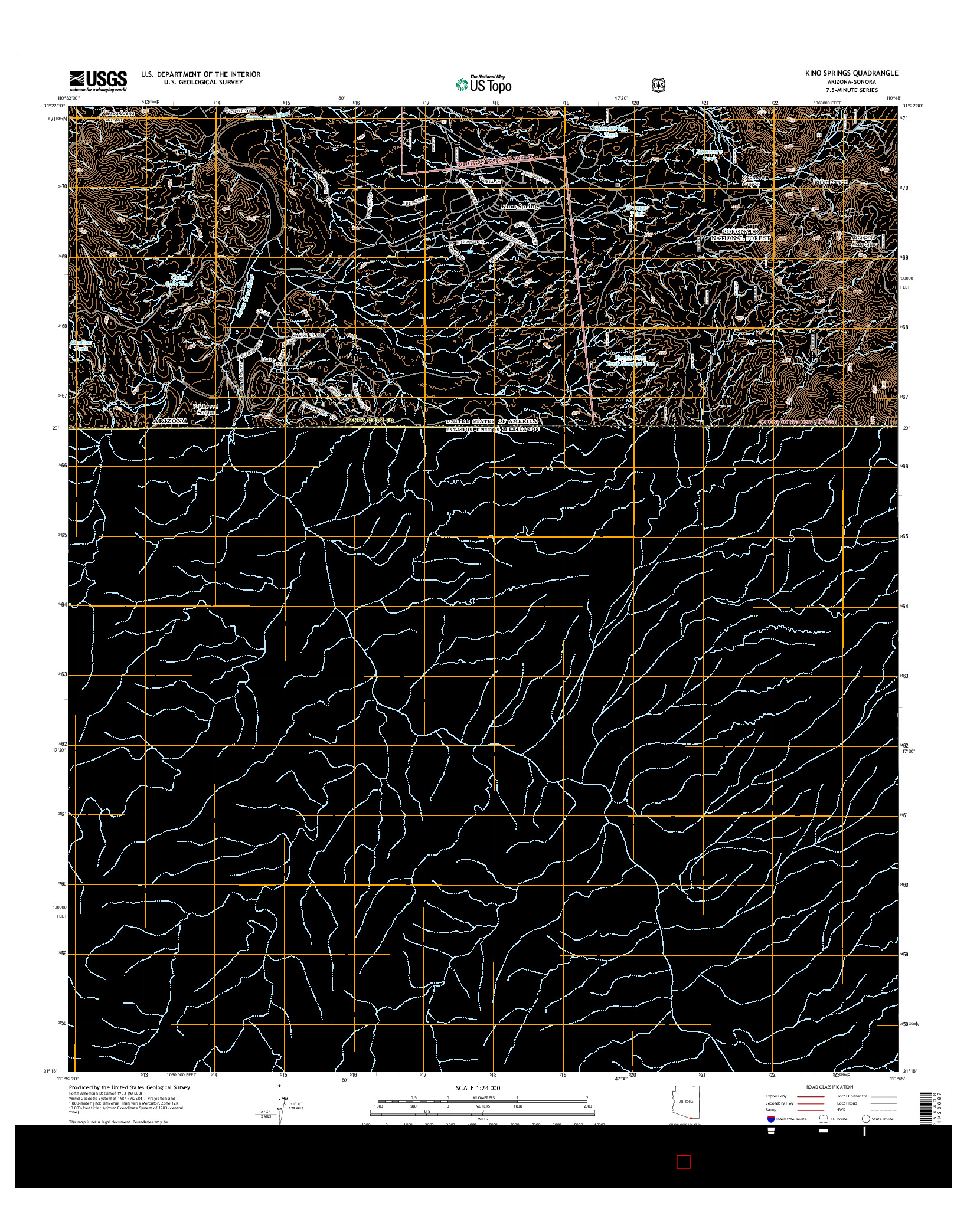 USGS US TOPO 7.5-MINUTE MAP FOR KINO SPRINGS, AZ-SON 2014
