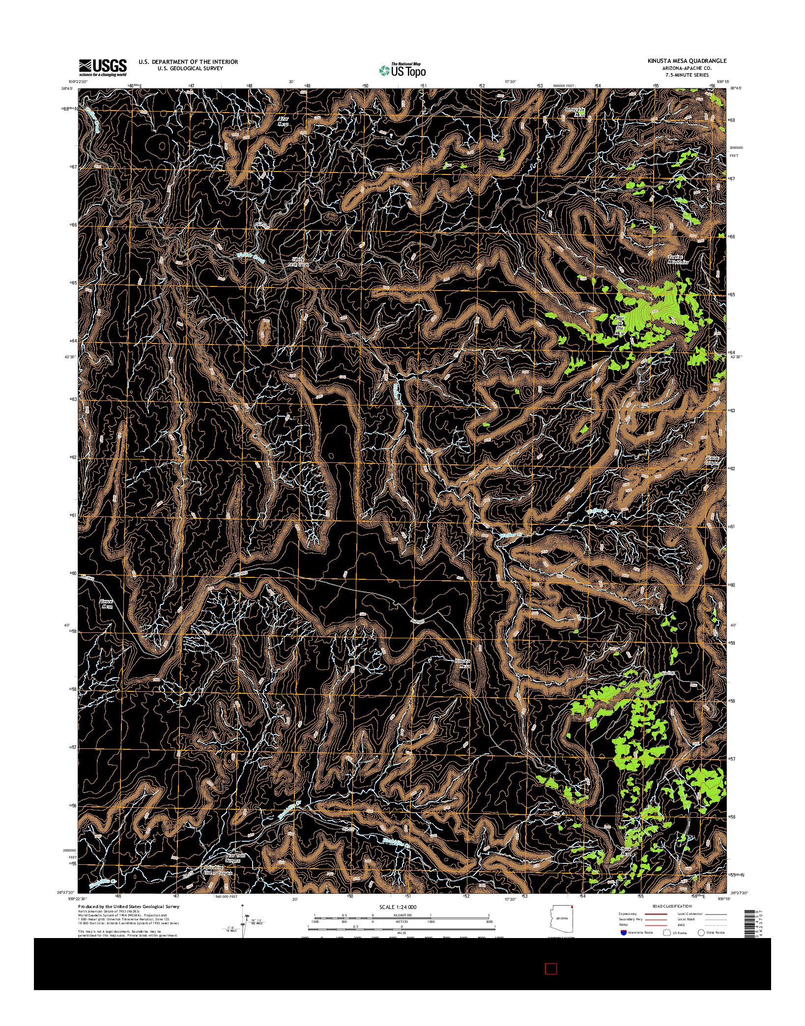 USGS US TOPO 7.5-MINUTE MAP FOR KINUSTA MESA, AZ 2014