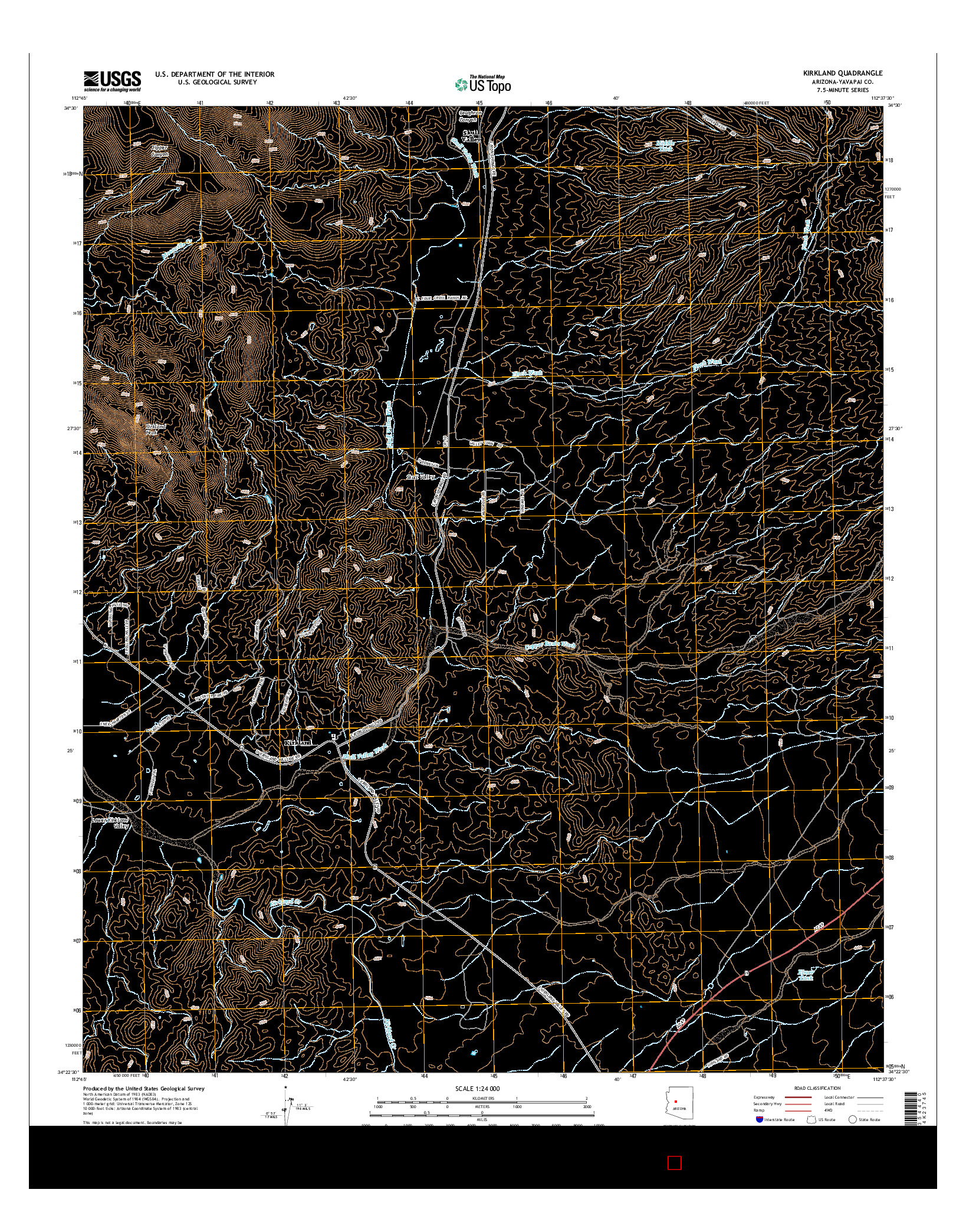 USGS US TOPO 7.5-MINUTE MAP FOR KIRKLAND, AZ 2014