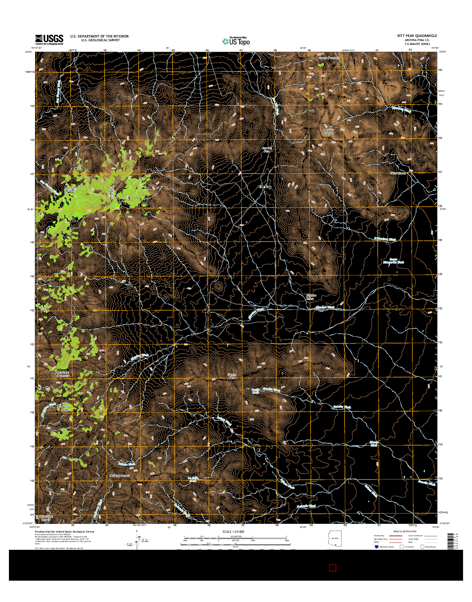 USGS US TOPO 7.5-MINUTE MAP FOR KITT PEAK, AZ 2014
