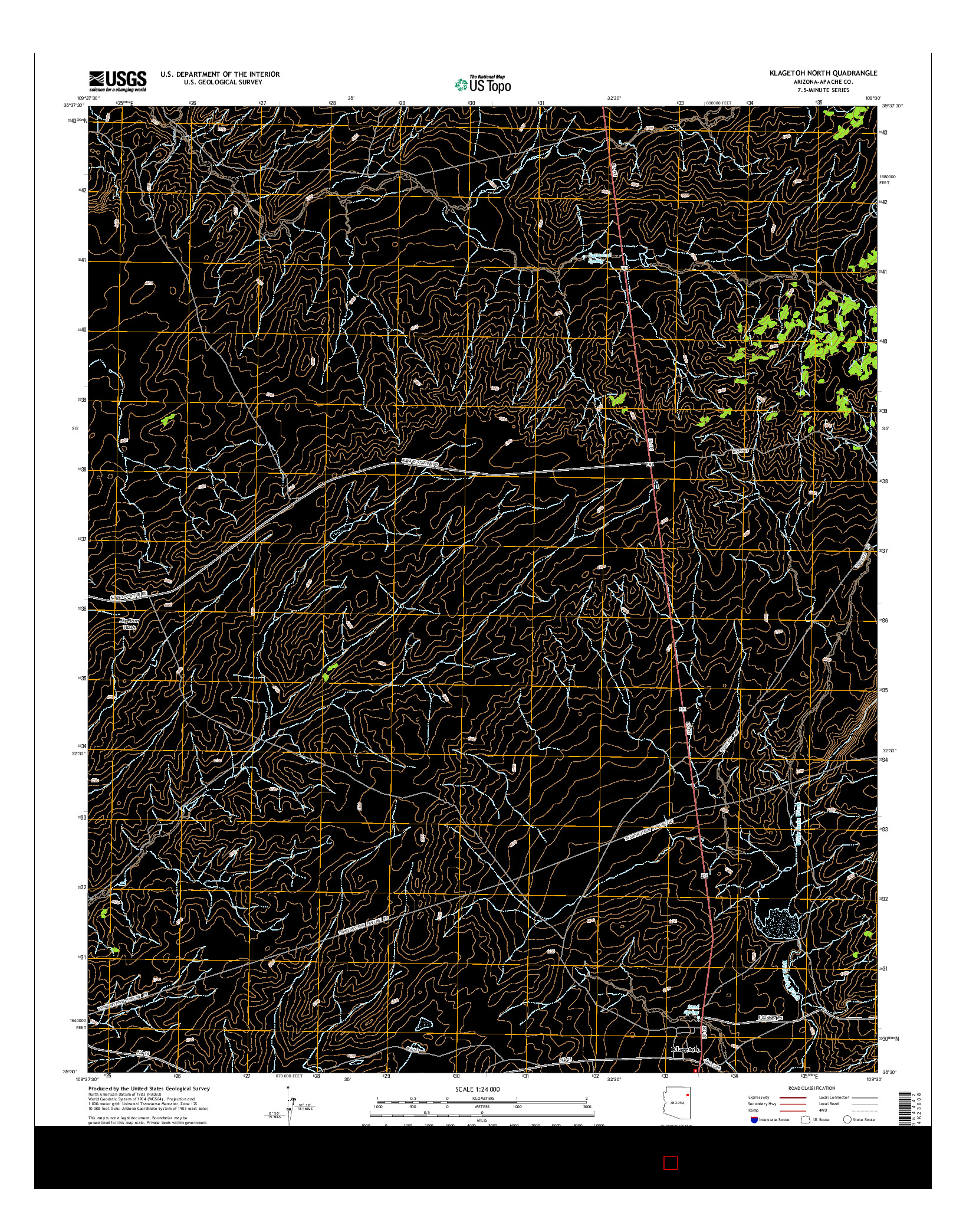 USGS US TOPO 7.5-MINUTE MAP FOR KLAGETOH NORTH, AZ 2014