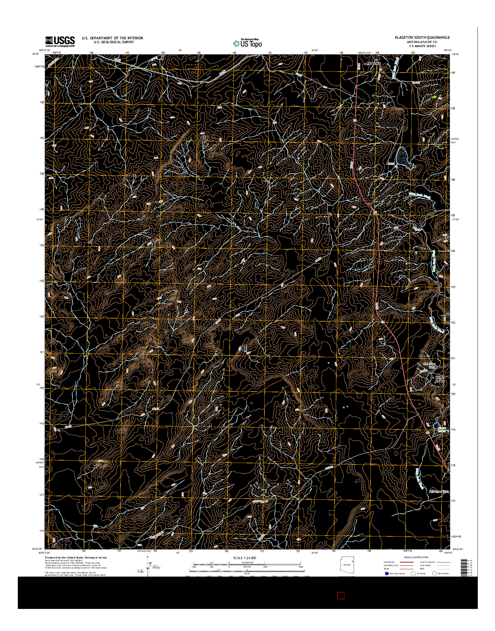 USGS US TOPO 7.5-MINUTE MAP FOR KLAGETOH SOUTH, AZ 2014