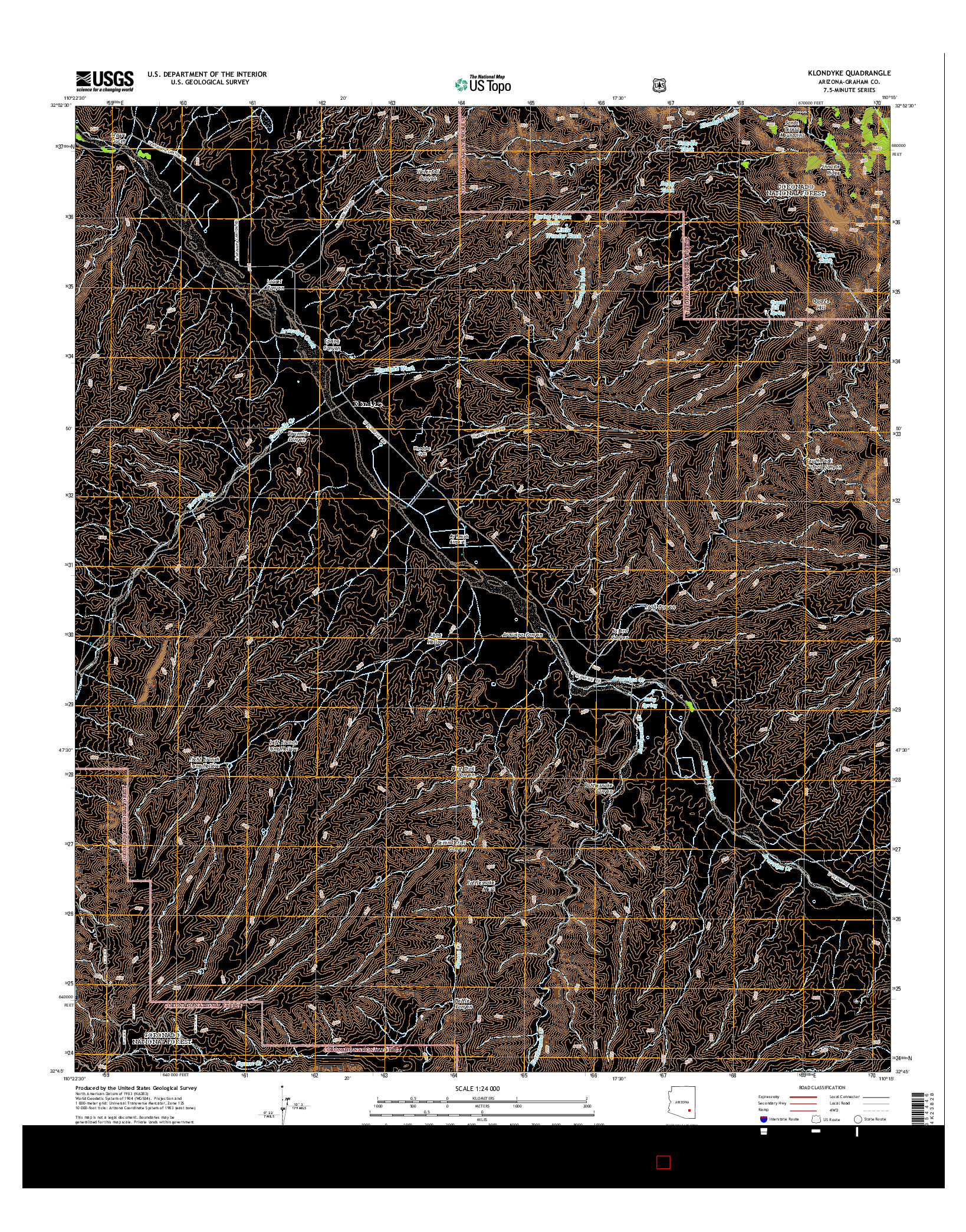 USGS US TOPO 7.5-MINUTE MAP FOR KLONDYKE, AZ 2014
