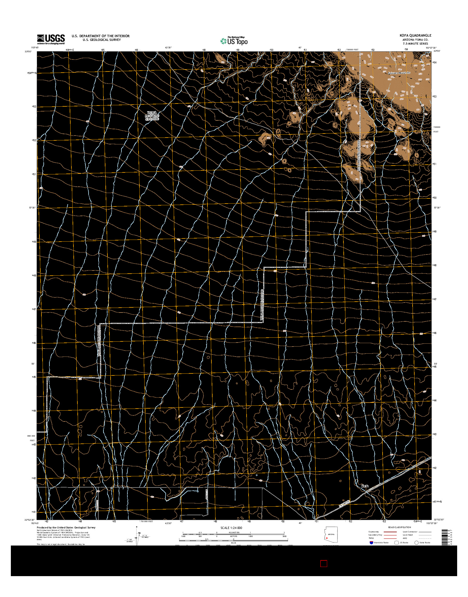USGS US TOPO 7.5-MINUTE MAP FOR KOFA, AZ 2014
