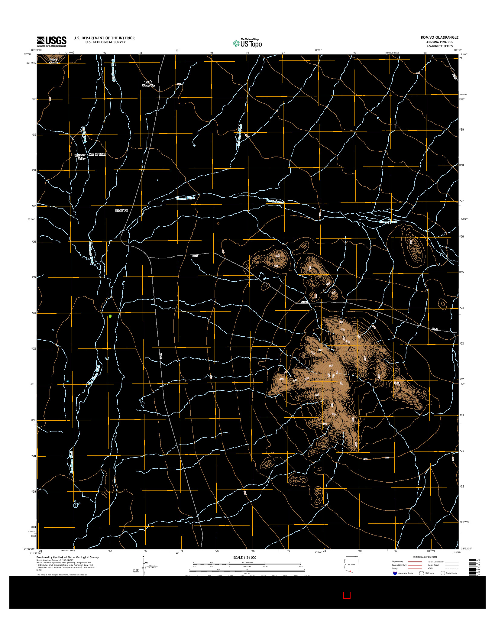 USGS US TOPO 7.5-MINUTE MAP FOR KOM VO, AZ 2014