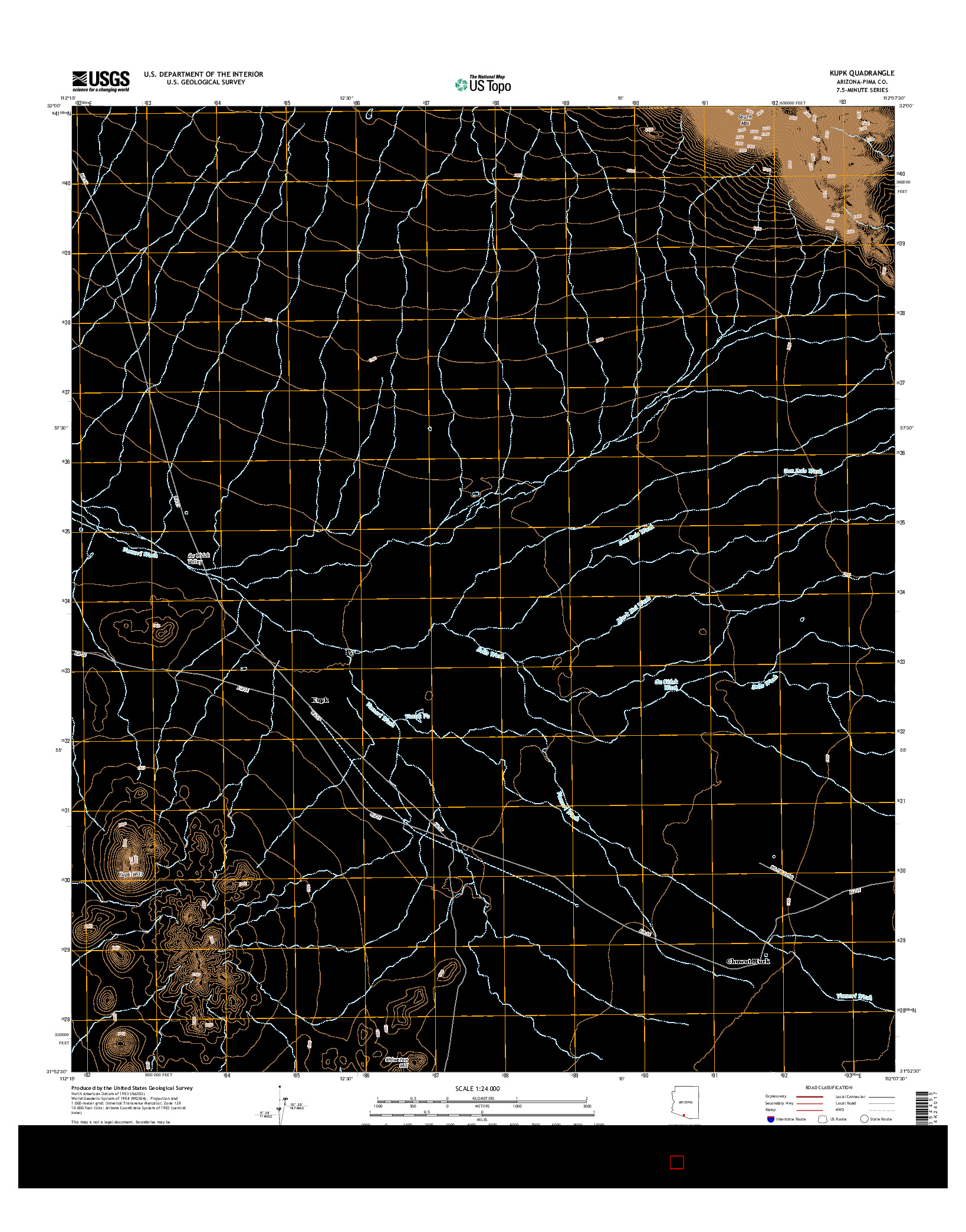 USGS US TOPO 7.5-MINUTE MAP FOR KUPK, AZ 2014