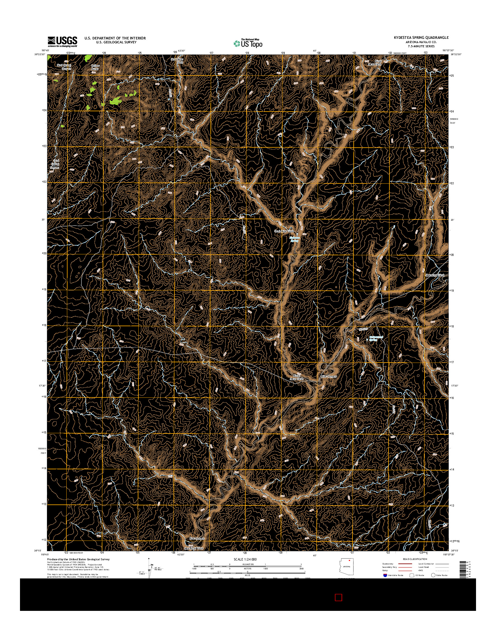 USGS US TOPO 7.5-MINUTE MAP FOR KYDESTEA SPRING, AZ 2014