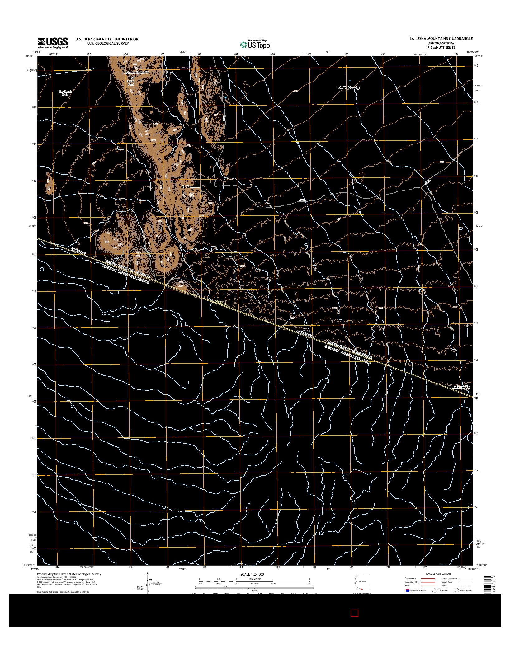 USGS US TOPO 7.5-MINUTE MAP FOR LA LESNA MOUNTAINS, AZ-SON 2014
