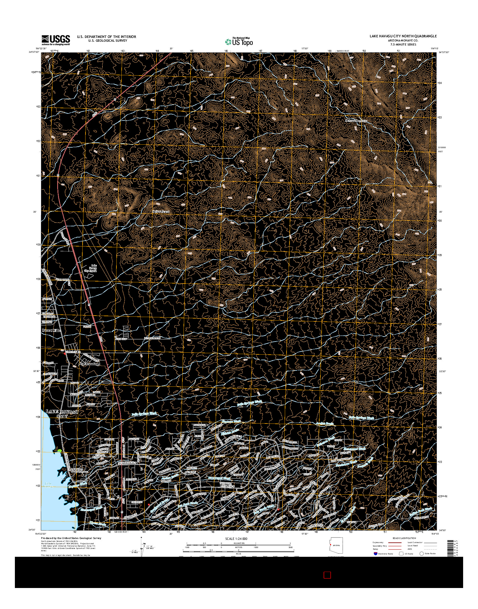 USGS US TOPO 7.5-MINUTE MAP FOR LAKE HAVASU CITY NORTH, AZ 2014