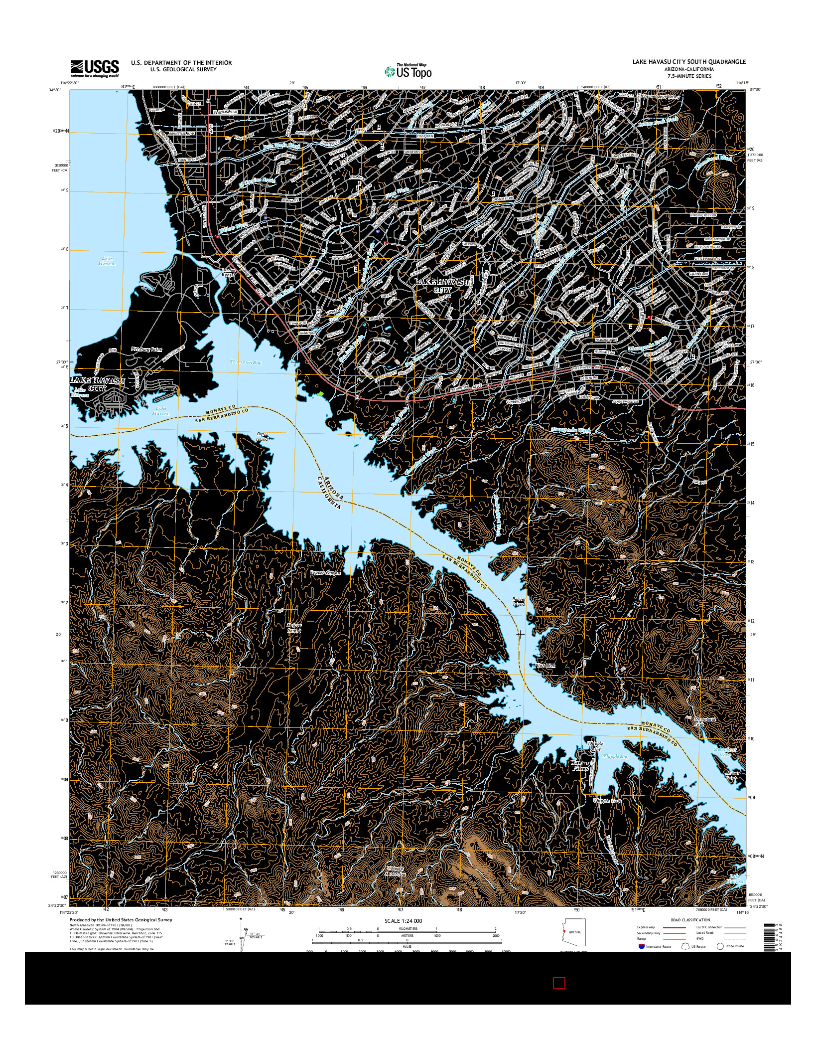 USGS US TOPO 7.5-MINUTE MAP FOR LAKE HAVASU CITY SOUTH, AZ-CA 2014