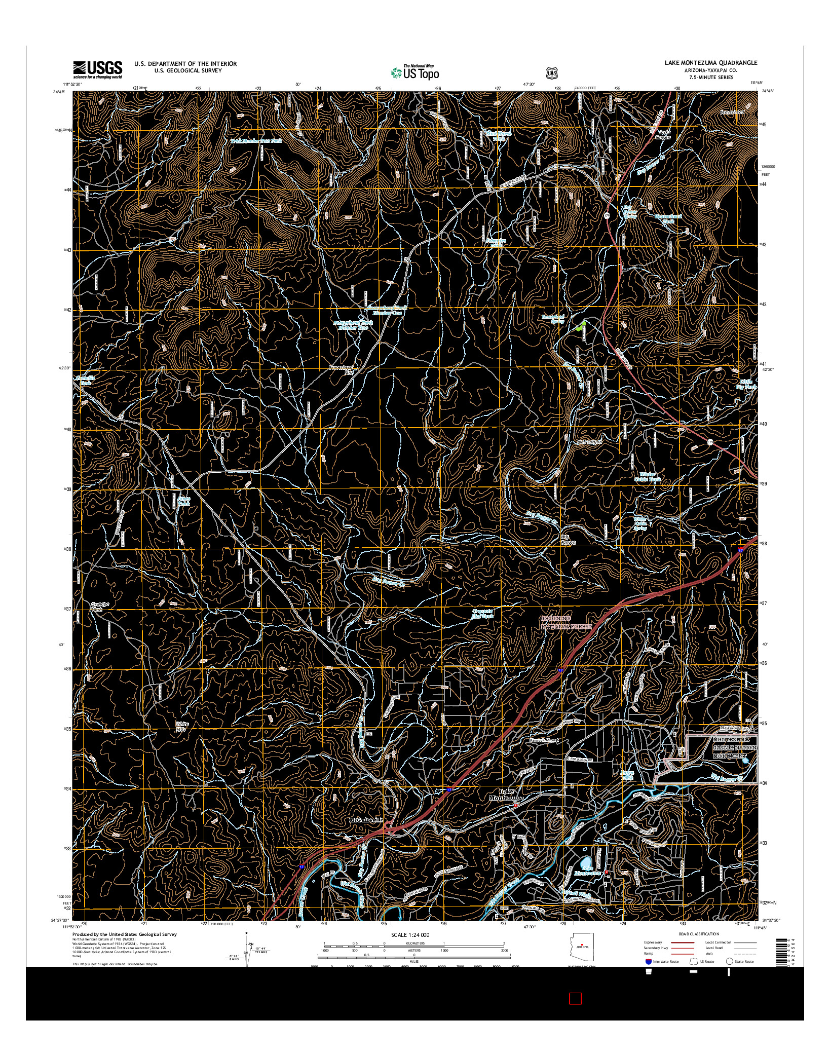 USGS US TOPO 7.5-MINUTE MAP FOR LAKE MONTEZUMA, AZ 2014