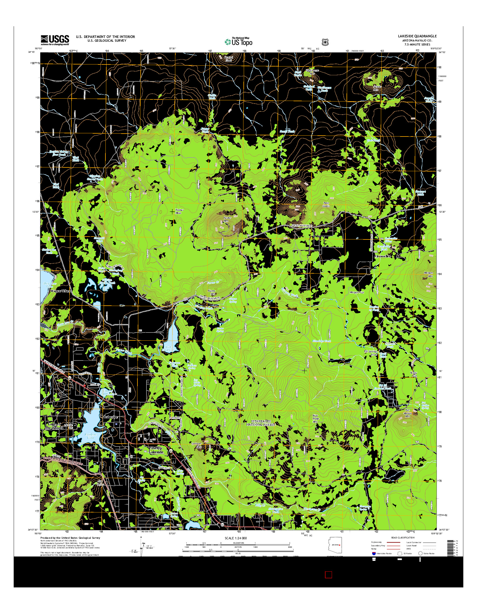 USGS US TOPO 7.5-MINUTE MAP FOR LAKESIDE, AZ 2014