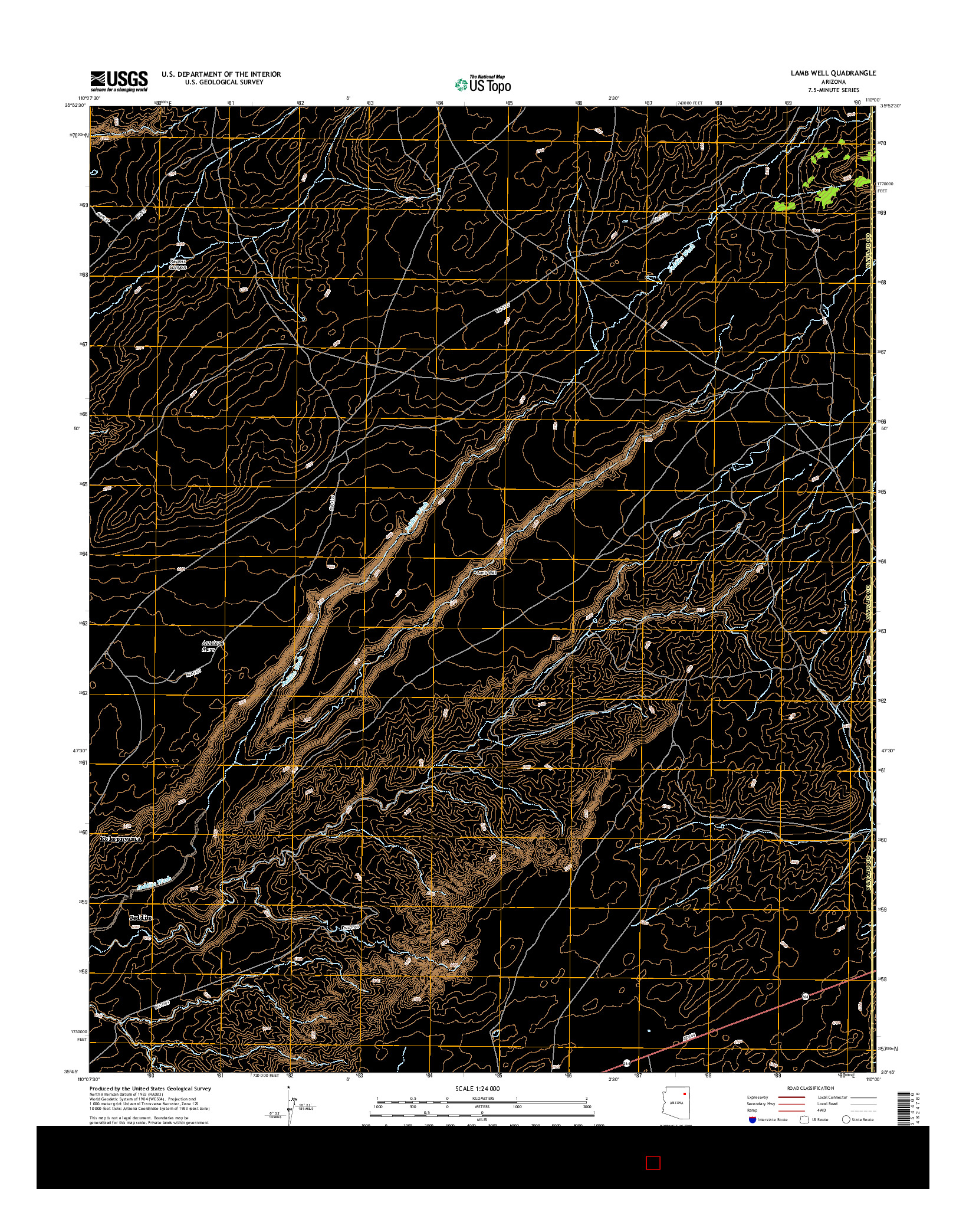 USGS US TOPO 7.5-MINUTE MAP FOR LAMB WELL, AZ 2014