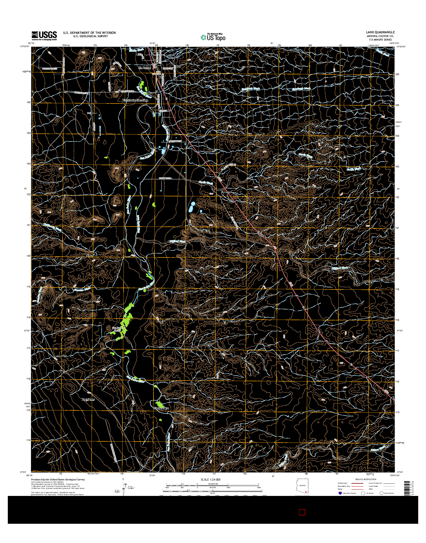 USGS US TOPO 7.5-MINUTE MAP FOR LAND, AZ 2014