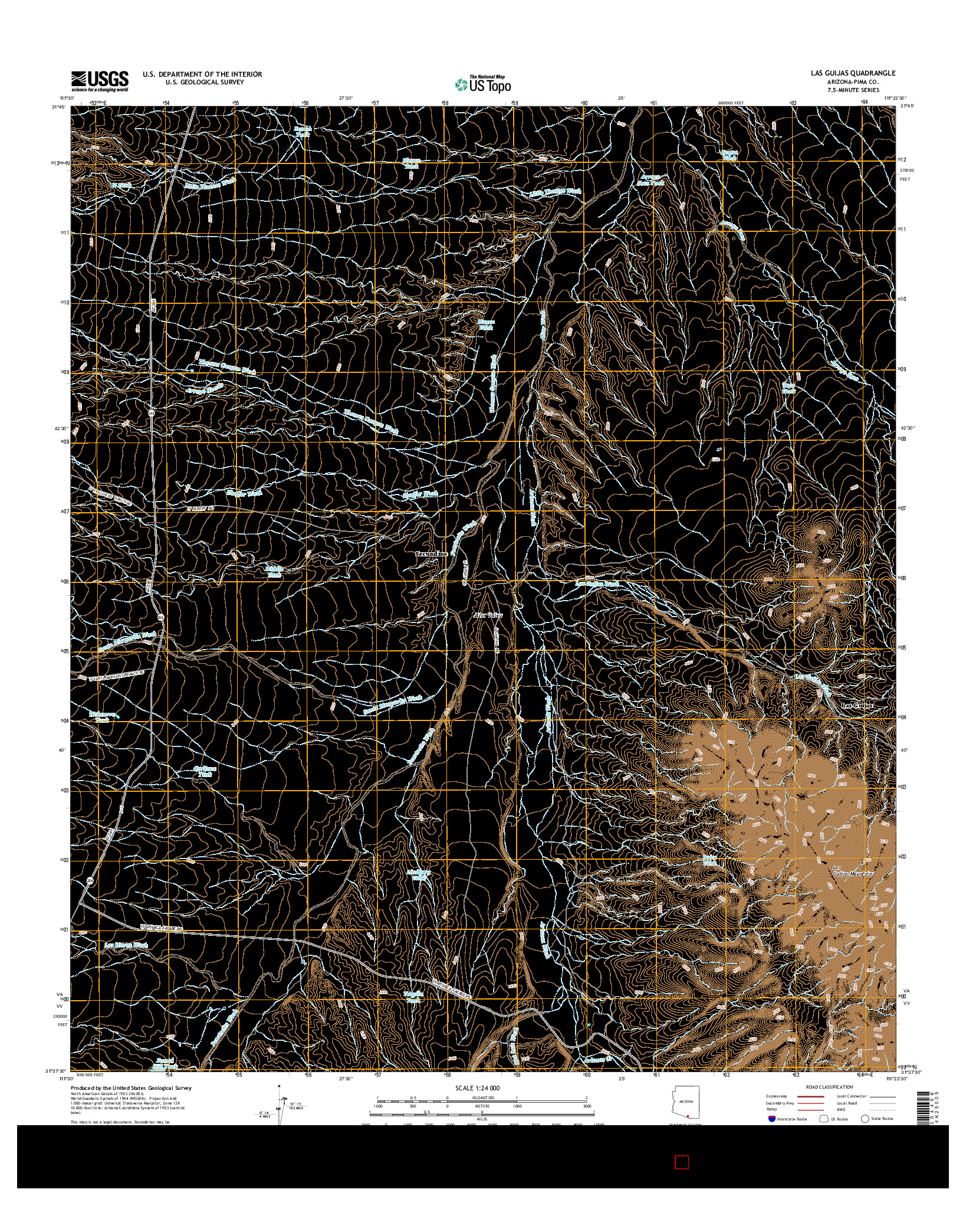 USGS US TOPO 7.5-MINUTE MAP FOR LAS GUIJAS, AZ 2014