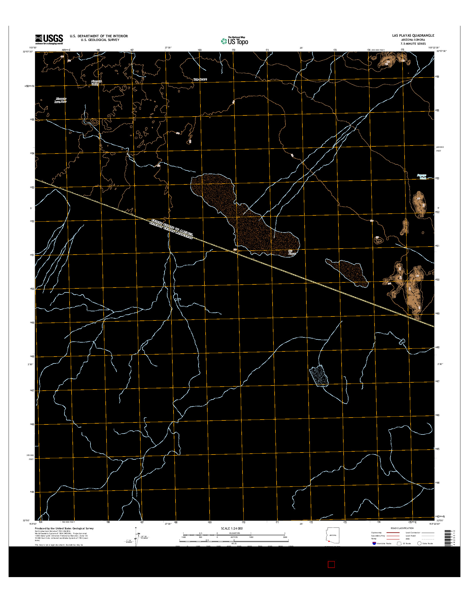 USGS US TOPO 7.5-MINUTE MAP FOR LAS PLAYAS, AZ-SON 2014