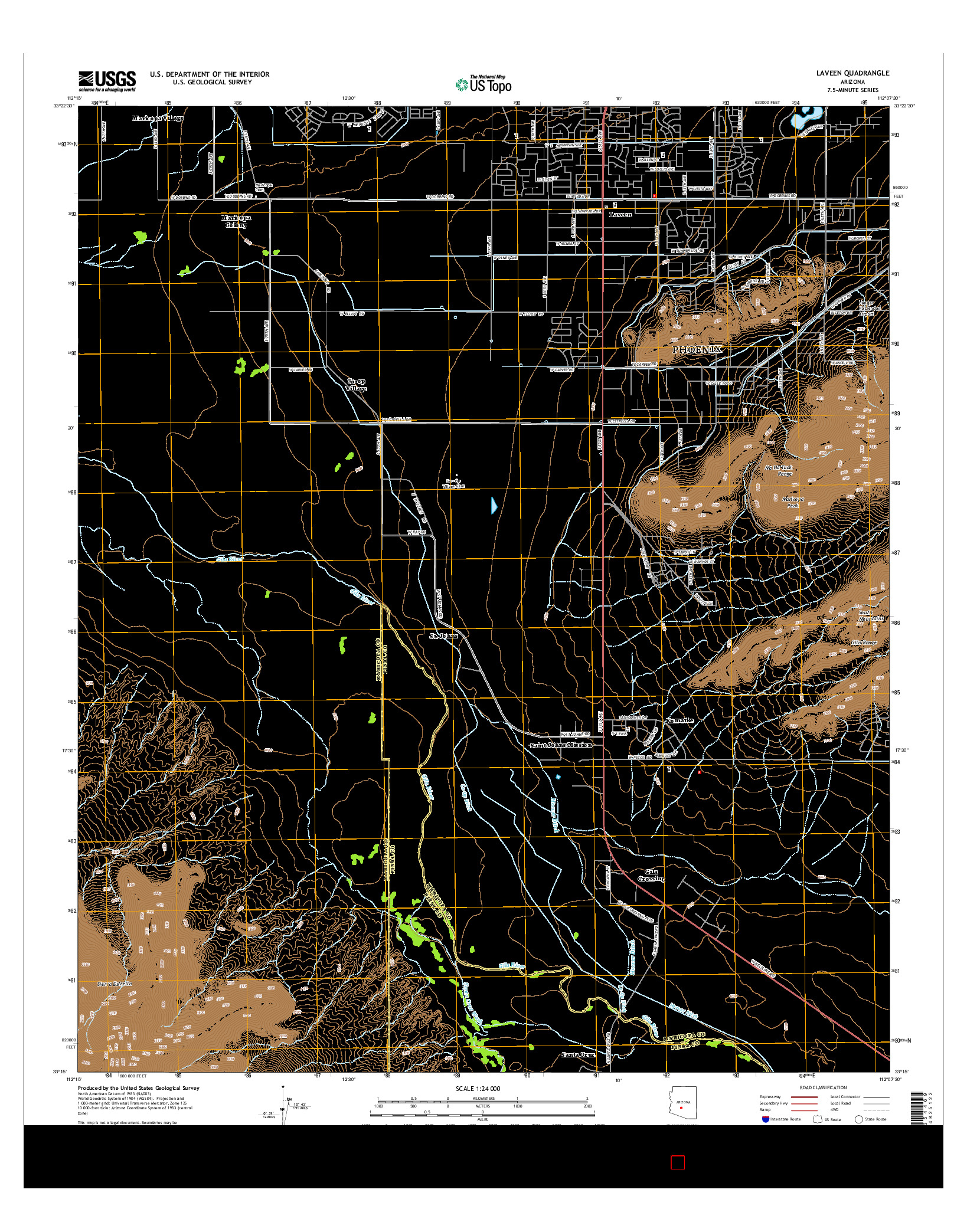 USGS US TOPO 7.5-MINUTE MAP FOR LAVEEN, AZ 2014