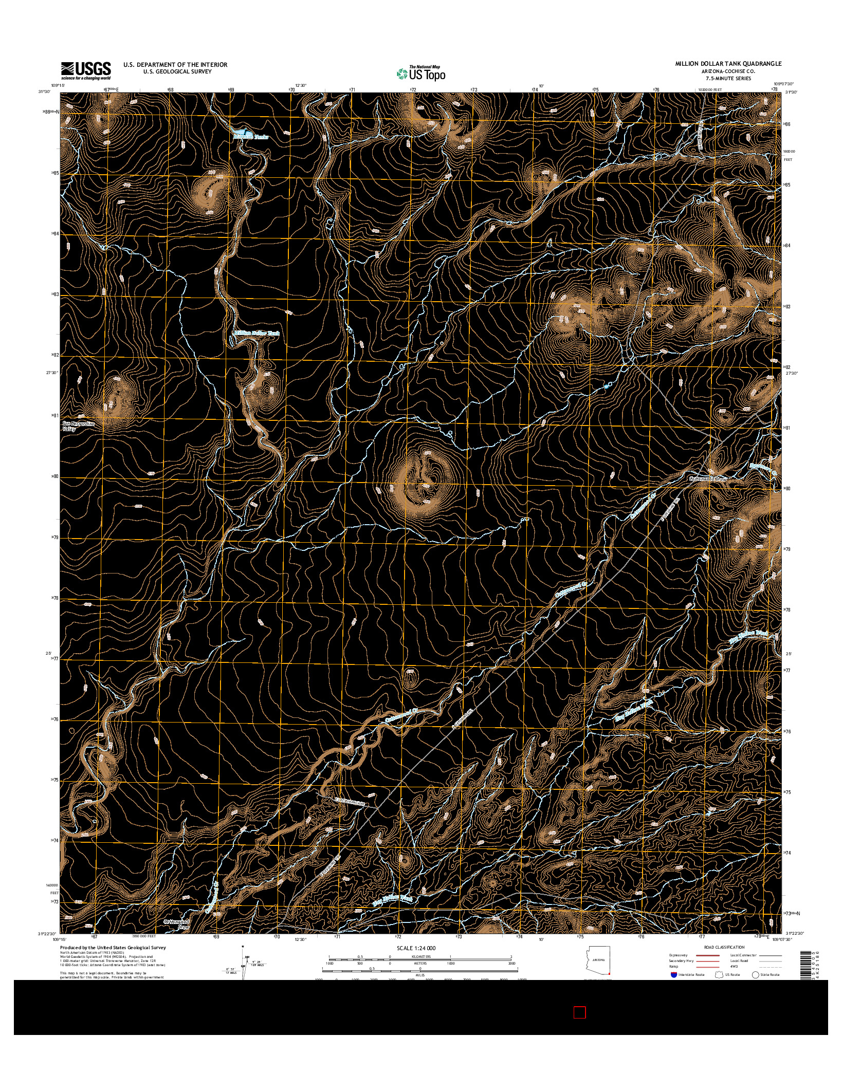 USGS US TOPO 7.5-MINUTE MAP FOR MILLION DOLLAR TANK, AZ 2014