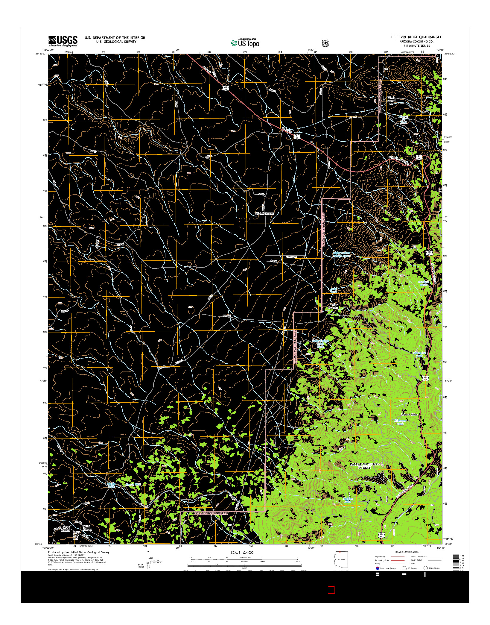 USGS US TOPO 7.5-MINUTE MAP FOR LE FEVRE RIDGE, AZ 2014