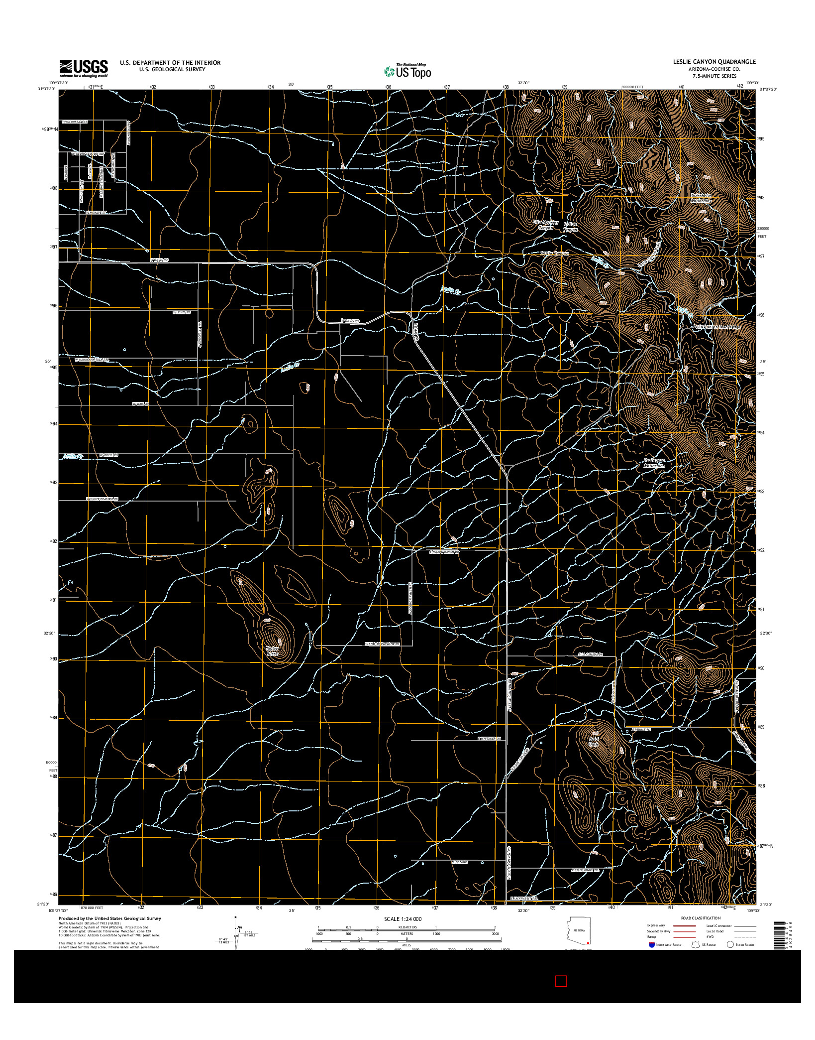 USGS US TOPO 7.5-MINUTE MAP FOR LESLIE CANYON, AZ 2014