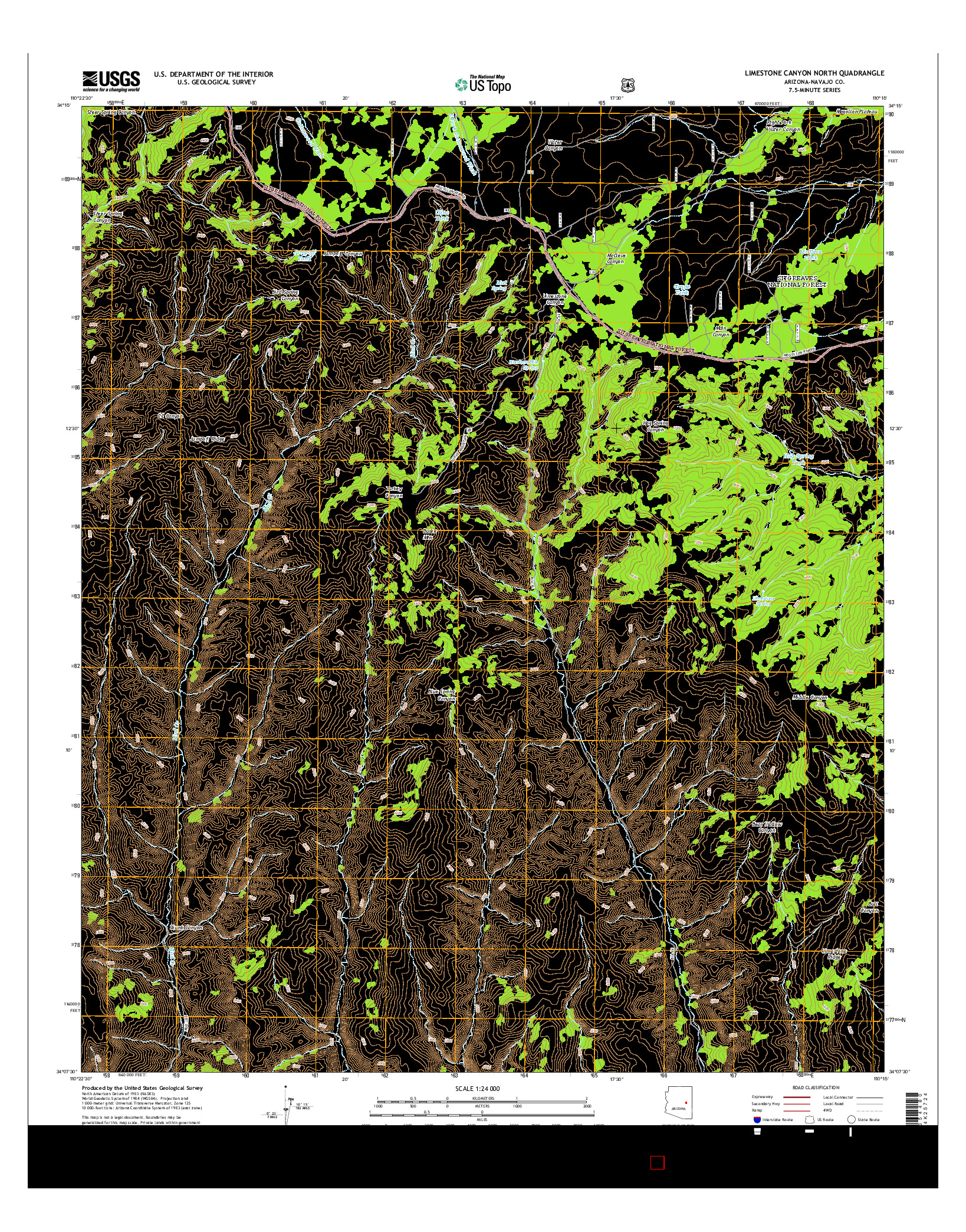 USGS US TOPO 7.5-MINUTE MAP FOR LIMESTONE CANYON NORTH, AZ 2014