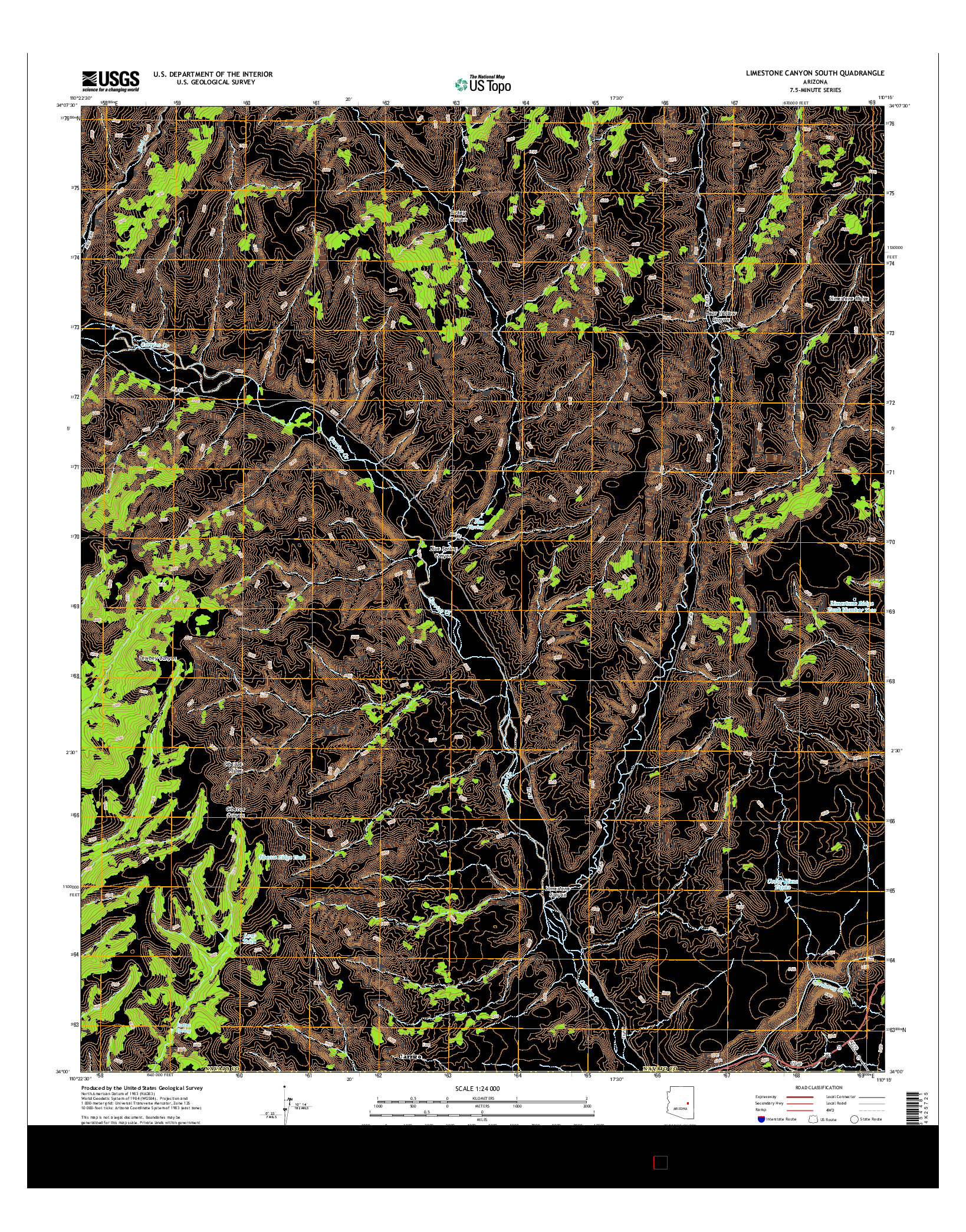 USGS US TOPO 7.5-MINUTE MAP FOR LIMESTONE CANYON SOUTH, AZ 2014