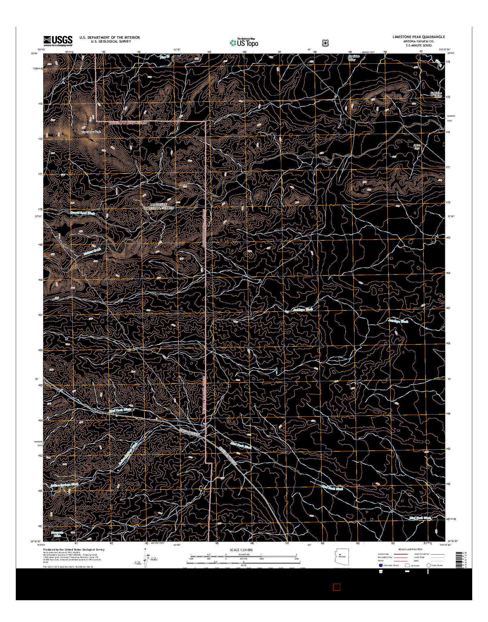 USGS US TOPO 7.5-MINUTE MAP FOR LIMESTONE PEAK, AZ 2014