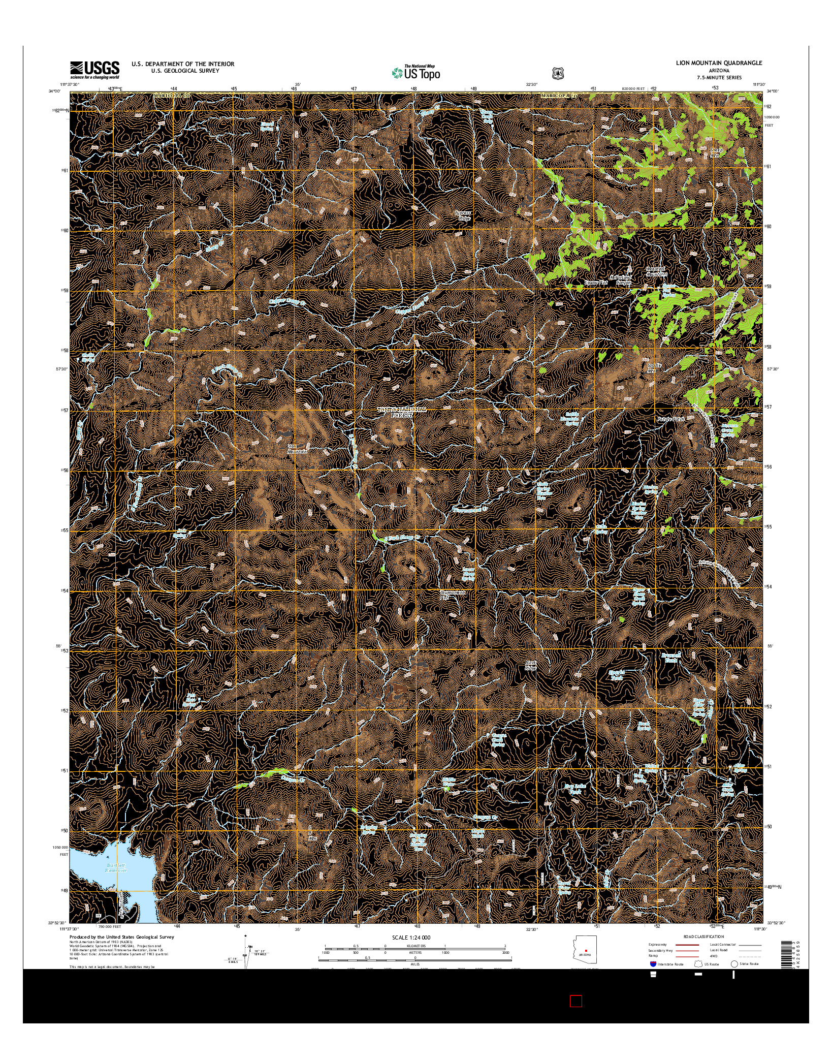 USGS US TOPO 7.5-MINUTE MAP FOR LION MOUNTAIN, AZ 2014