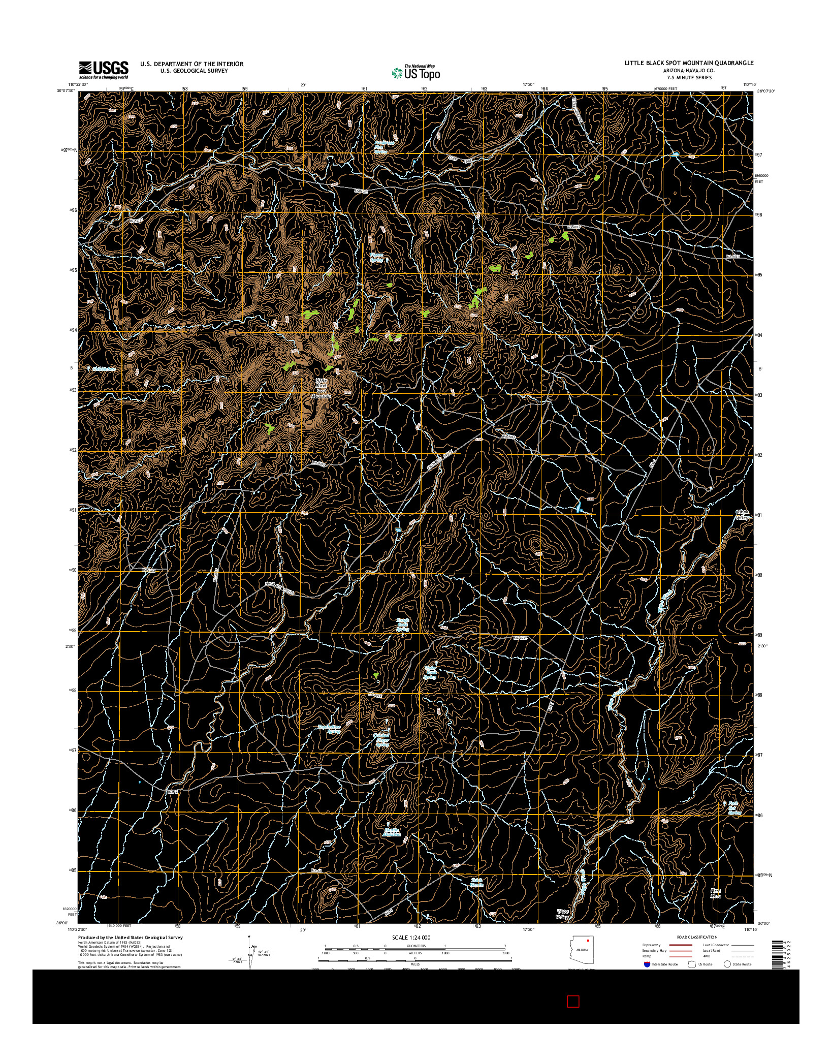USGS US TOPO 7.5-MINUTE MAP FOR LITTLE BLACK SPOT MOUNTAIN, AZ 2014