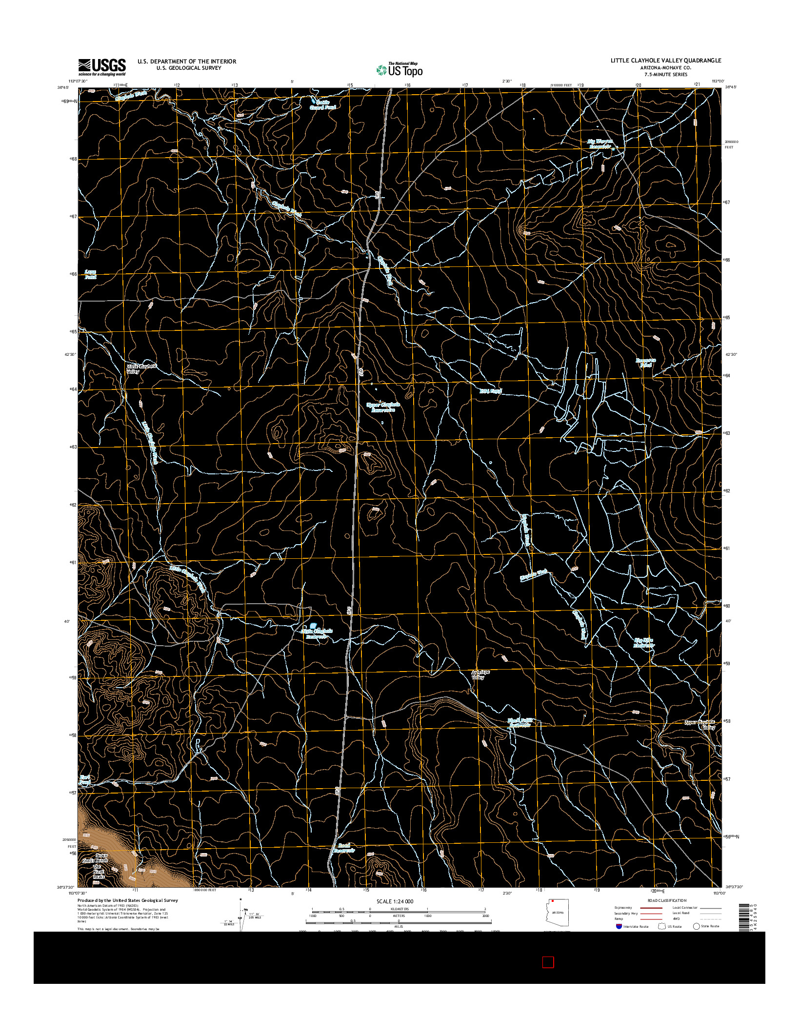 USGS US TOPO 7.5-MINUTE MAP FOR LITTLE CLAYHOLE VALLEY, AZ 2014