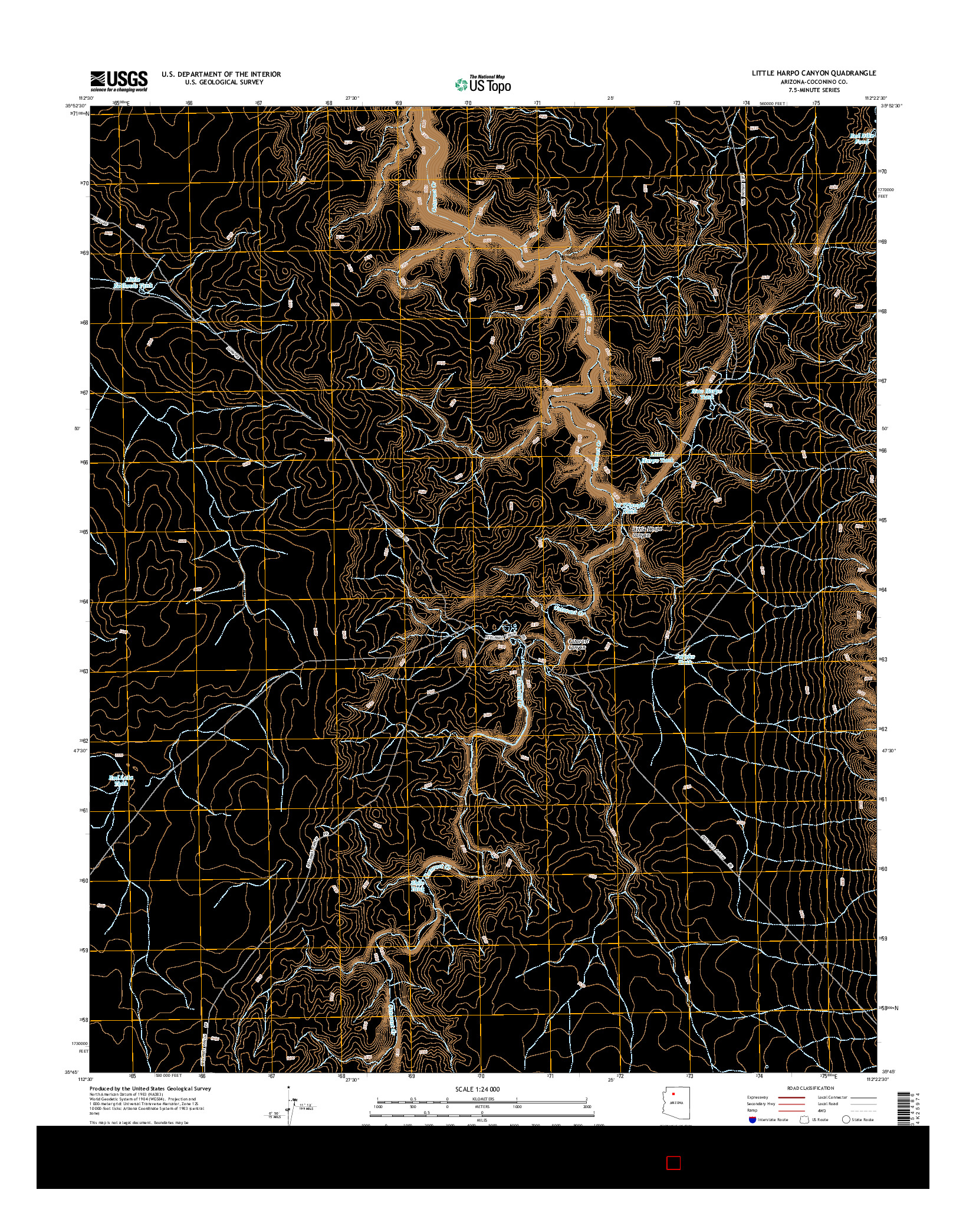 USGS US TOPO 7.5-MINUTE MAP FOR LITTLE HARPO CANYON, AZ 2014