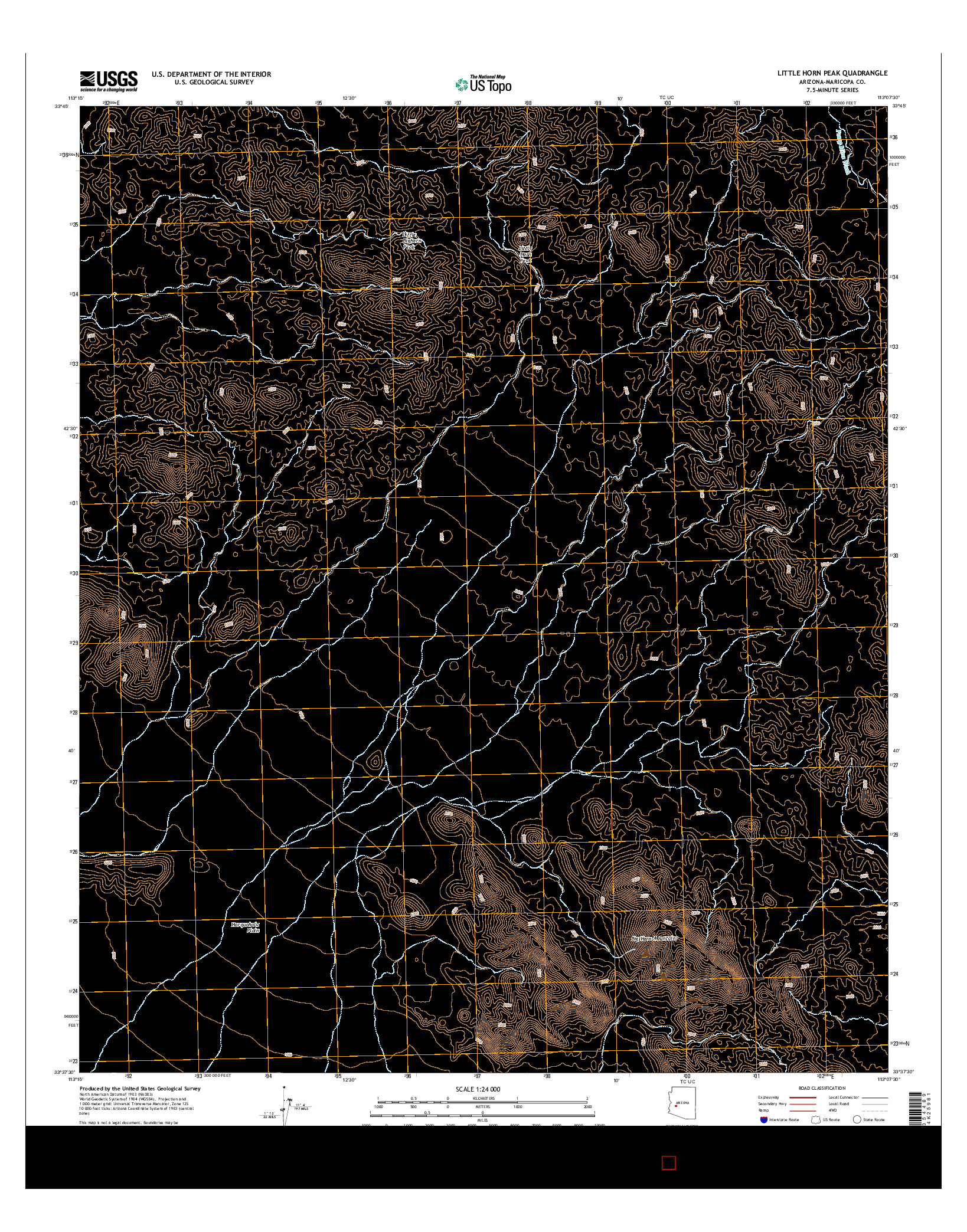 USGS US TOPO 7.5-MINUTE MAP FOR LITTLE HORN PEAK, AZ 2014