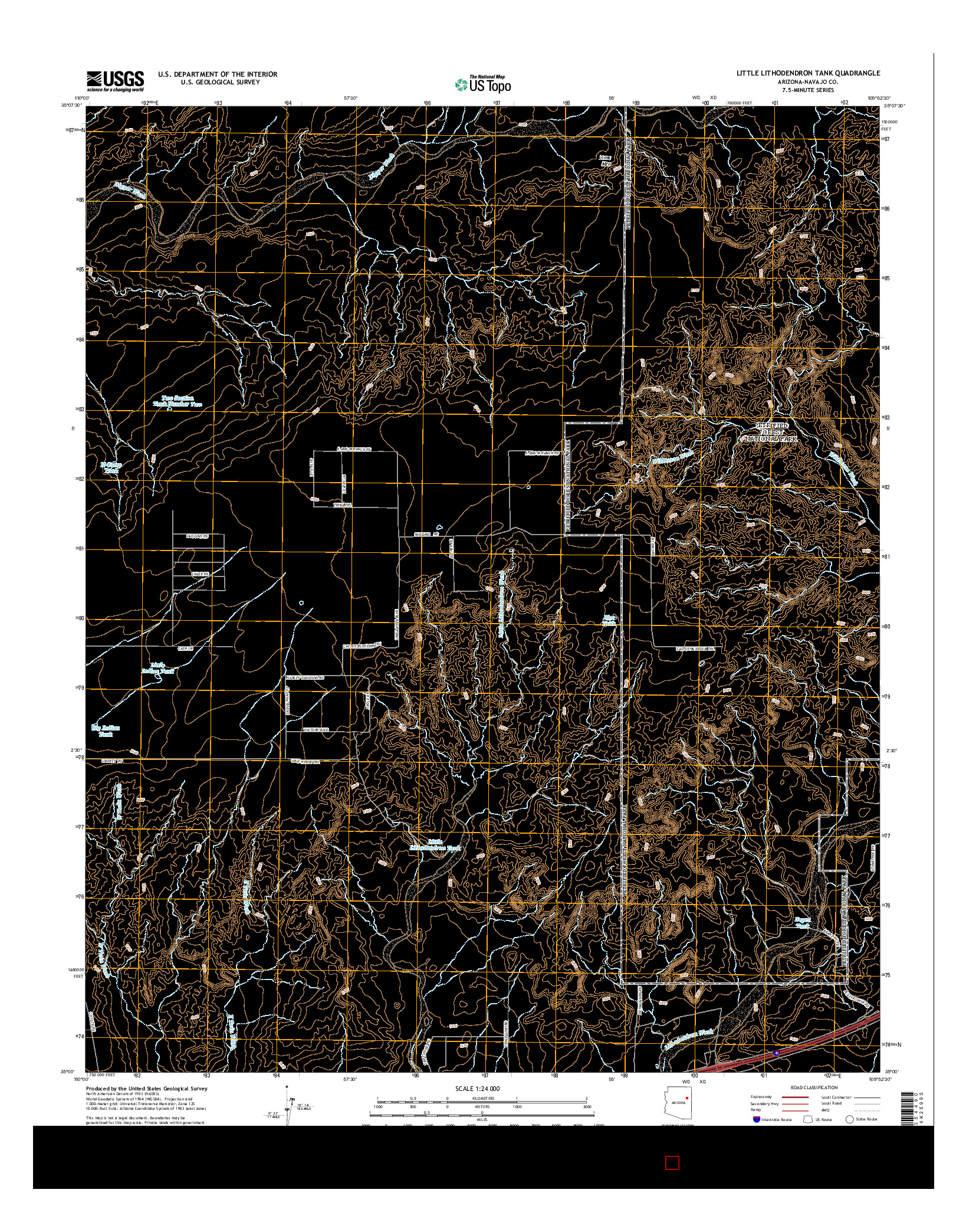 USGS US TOPO 7.5-MINUTE MAP FOR LITTLE LITHODENDRON TANK, AZ 2014