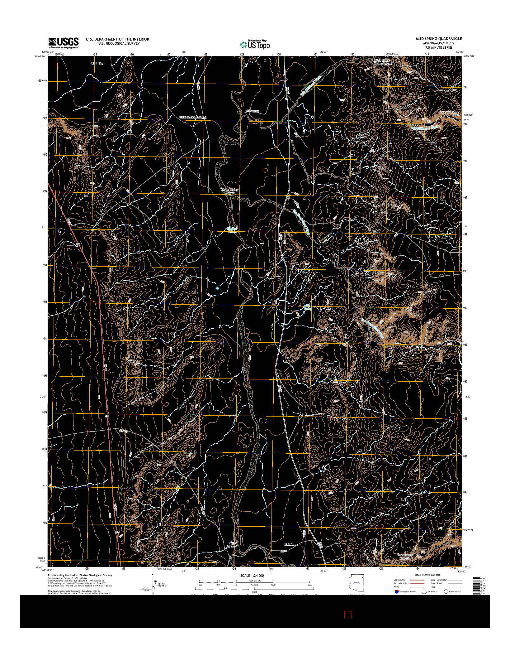 USGS US TOPO 7.5-MINUTE MAP FOR MUD SPRING, AZ 2014